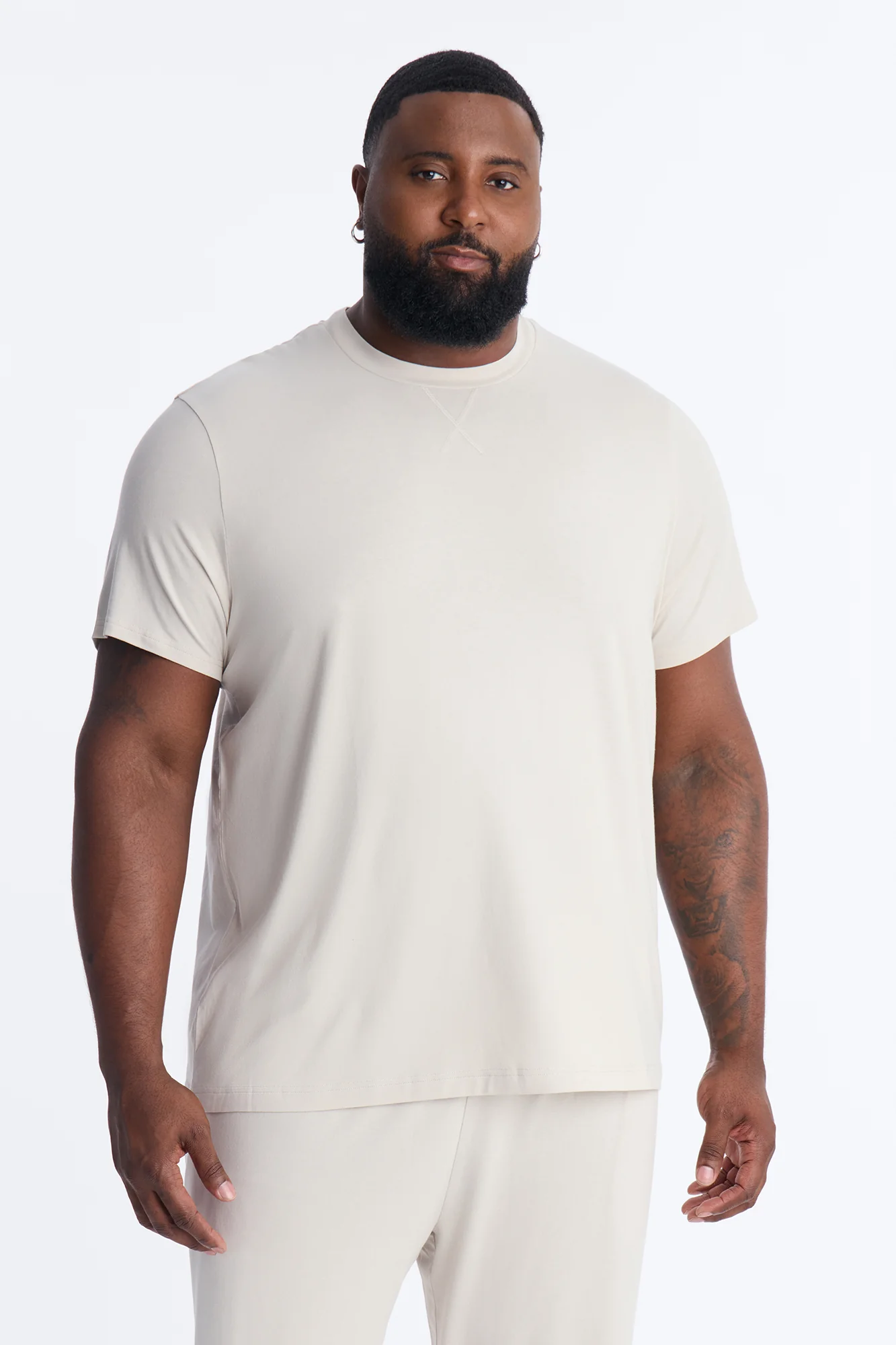 Essential Modal Lounge Short Sleeve Tee - Stone - Image 4