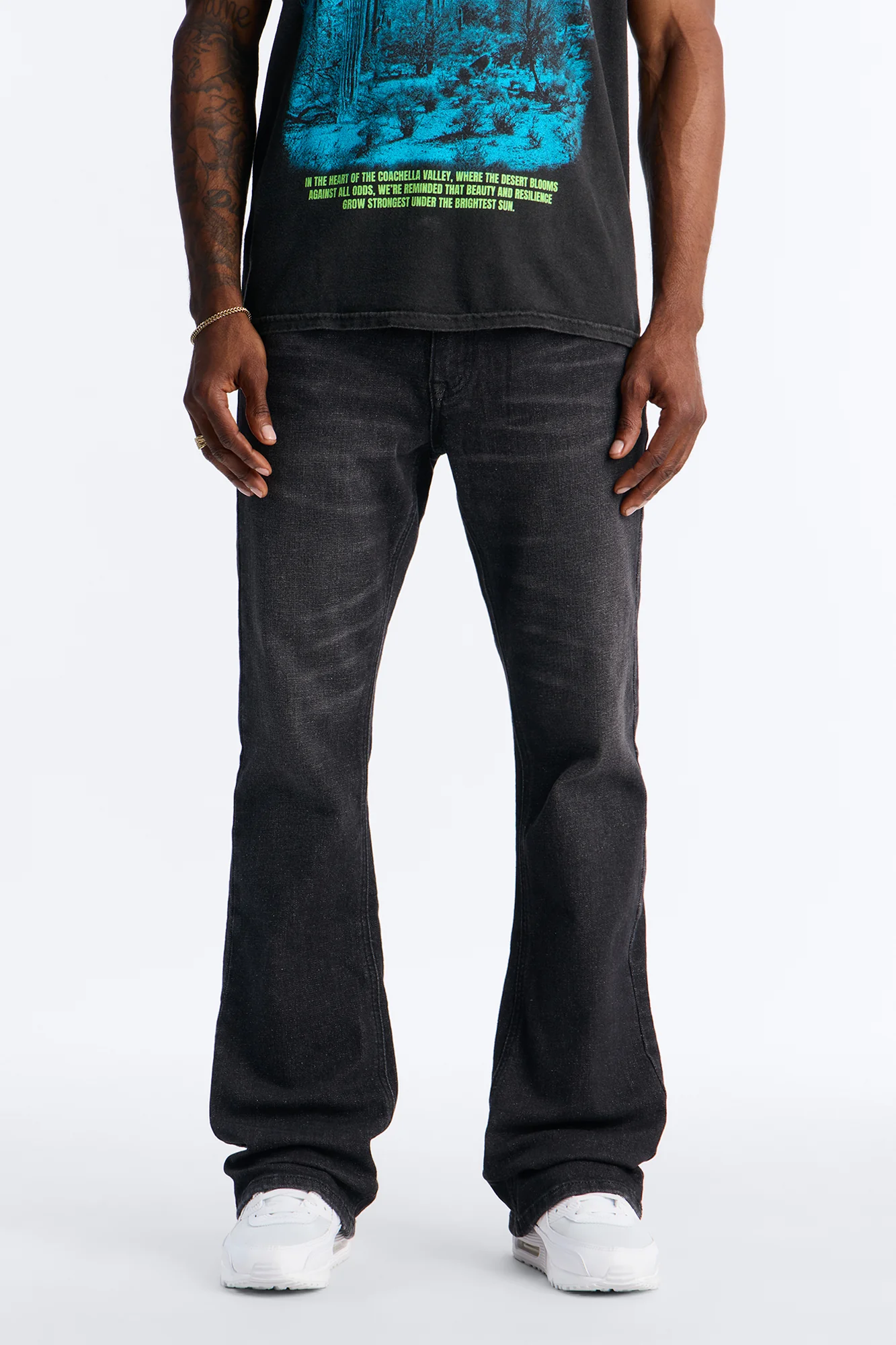 Essential Stacked Skinny Flare Stretch Jean - Black Wash