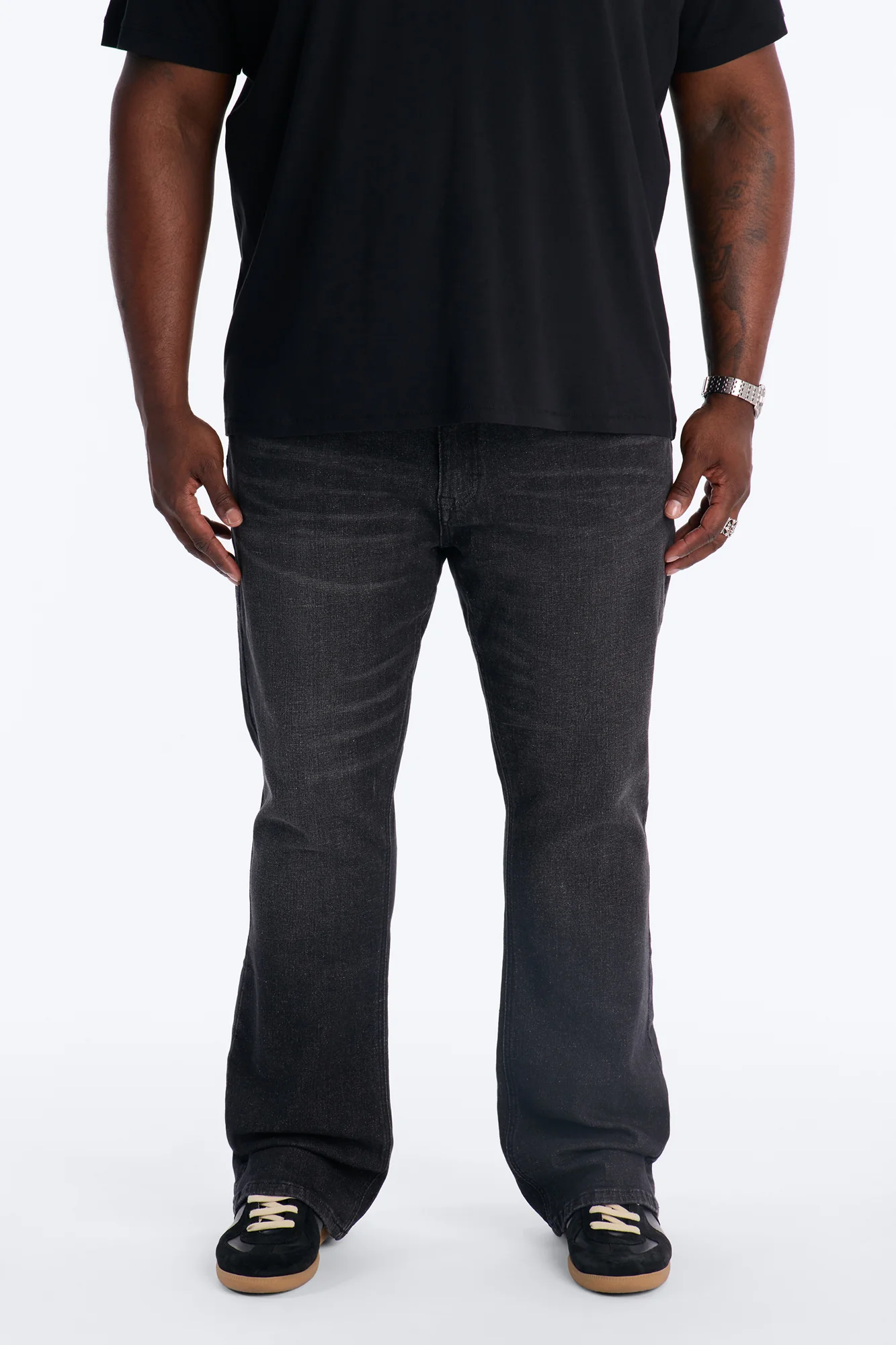 Essential Stacked Skinny Flare Stretch Jean - Black Wash - Image 5