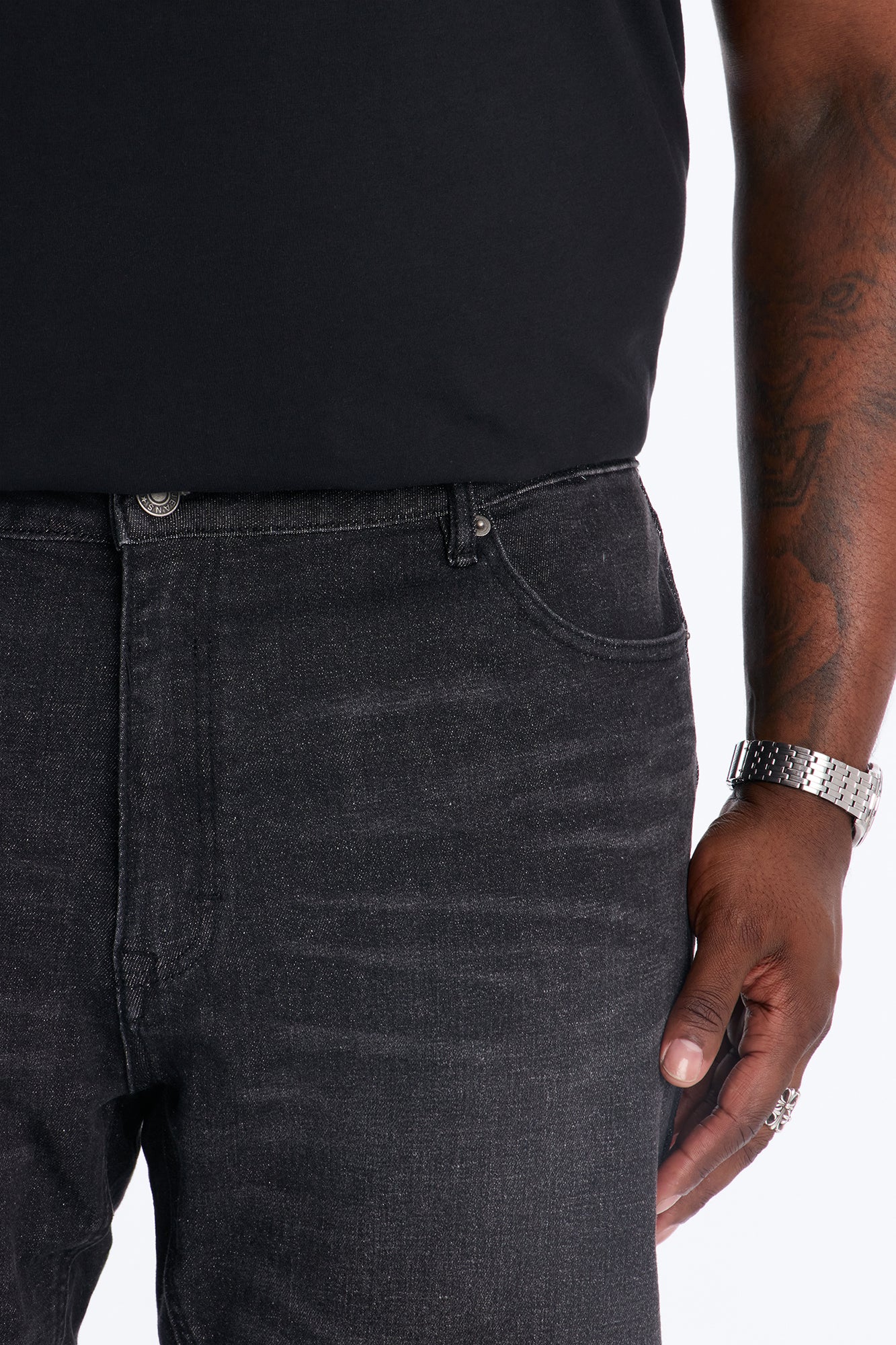 Essential Stacked Skinny Flare Stretch Jean - Black Wash - Image 7