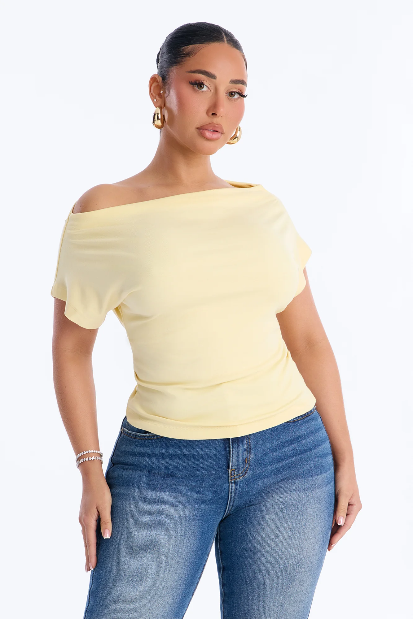 Eva Effortless One Shoulder Top - Butter Yellow