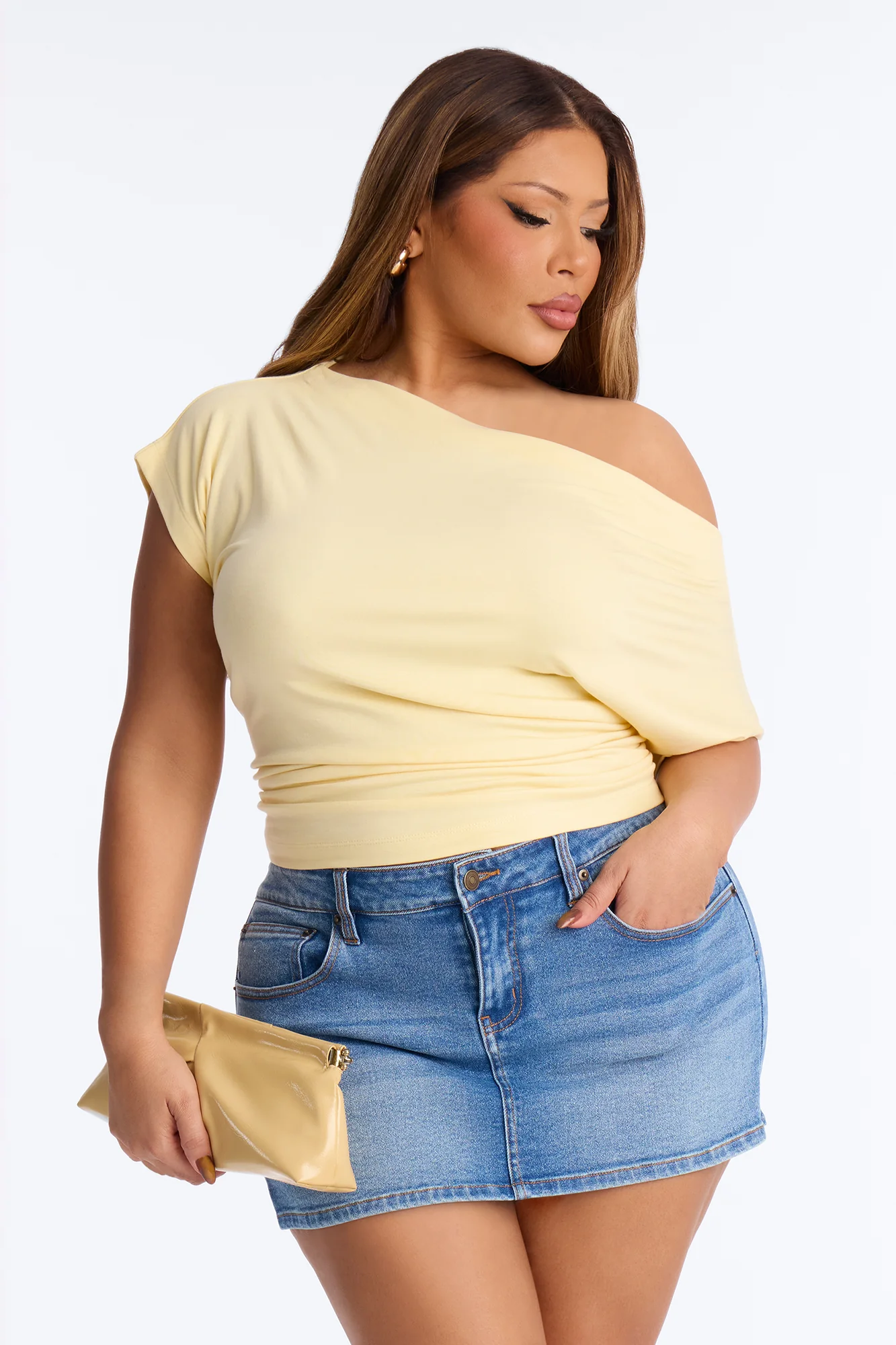 Eva Effortless One Shoulder Top - Butter Yellow - Image 5