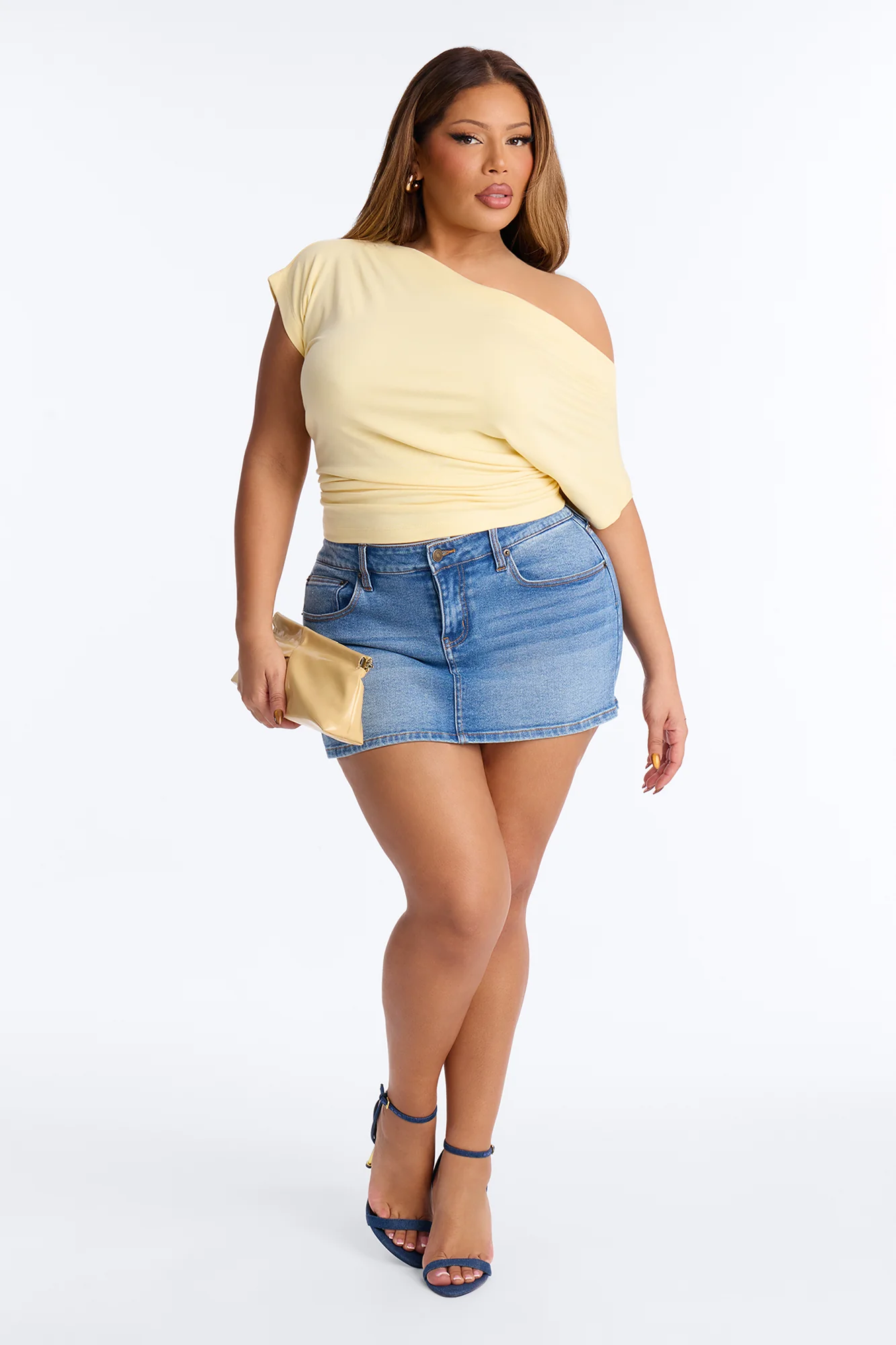 Eva Effortless One Shoulder Top - Butter Yellow - Image 6