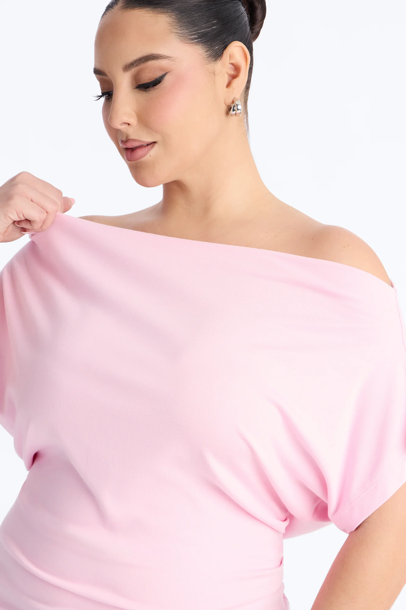 Eva Effortless One Shoulder Top - Pink - Image 6