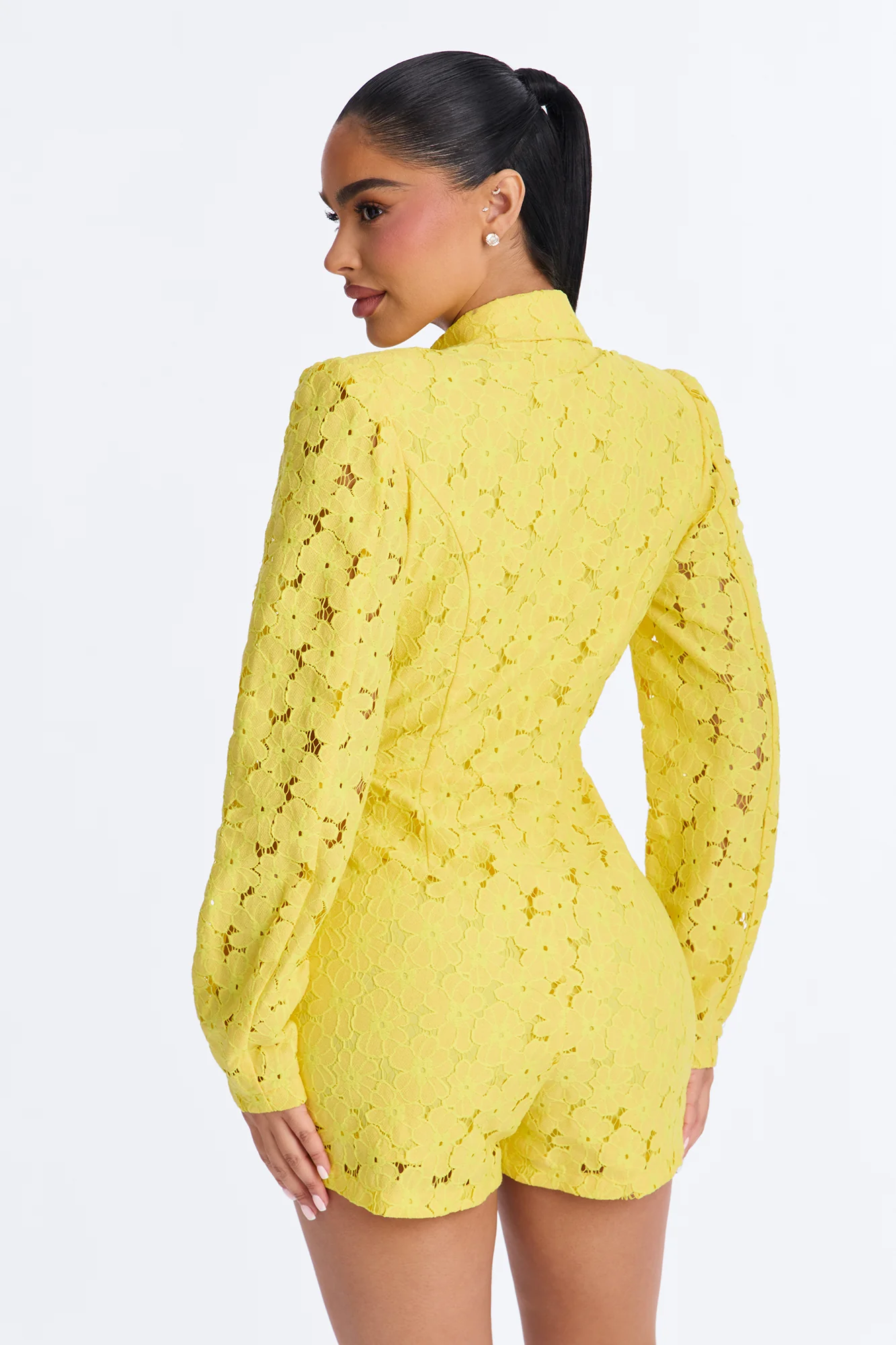 Eva Eyelet Blazer Skort Romper - Yellow - Image 4