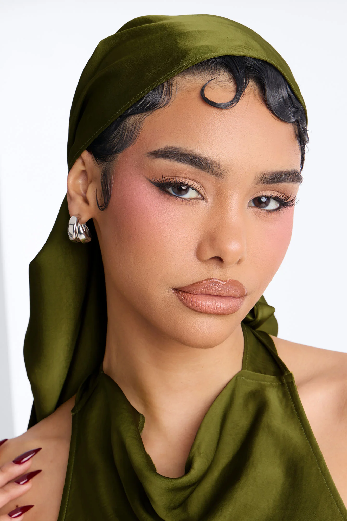 Eve Satin Halter 3 Piece Pant Set - Green - Image 3