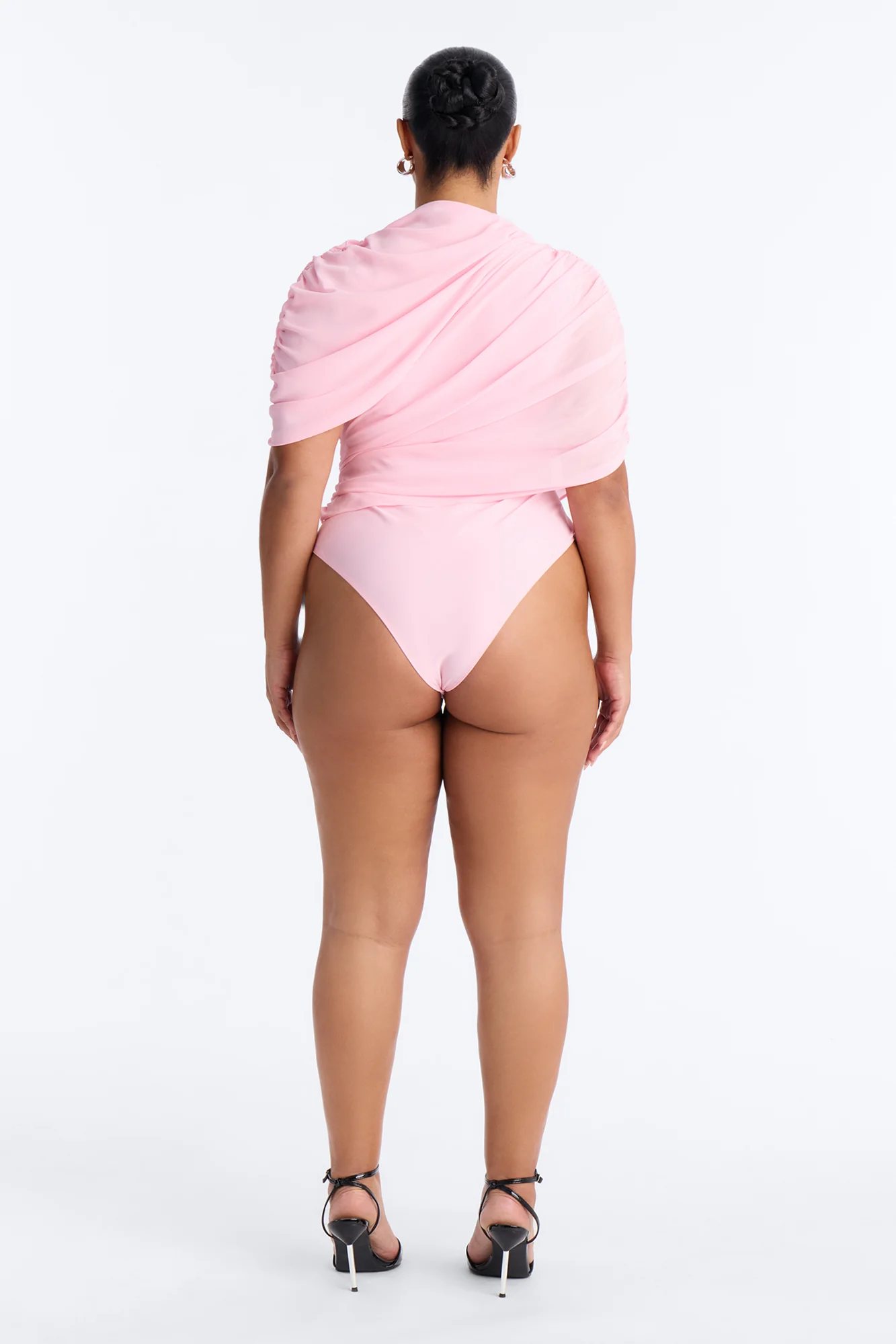 Everyday Confidence Draped Chiffon Bodysuit - Pink - Image 10