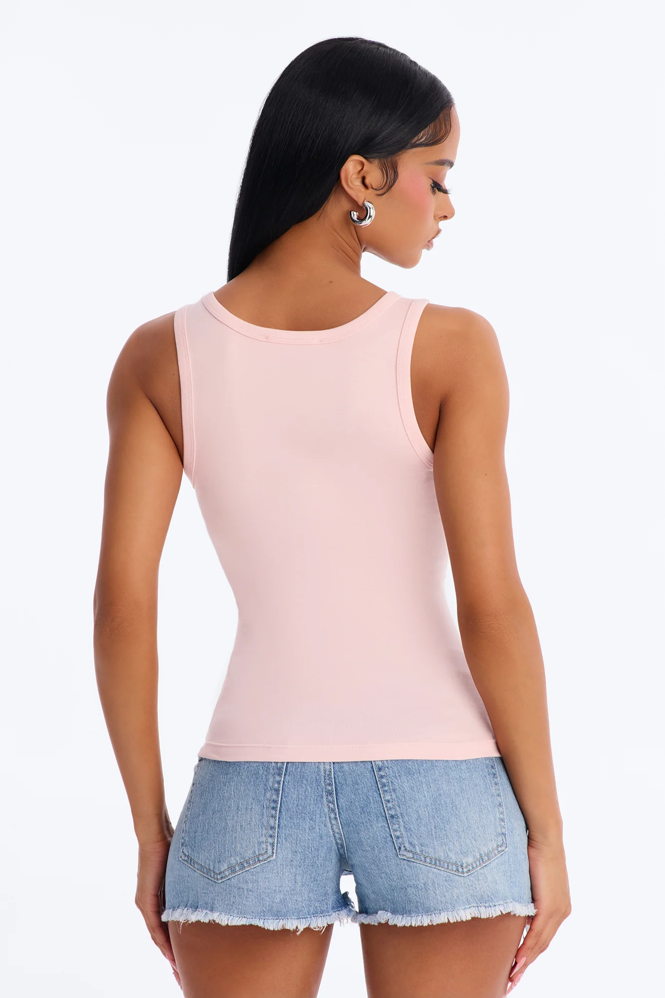 Everyday Cotton Blend Scoop Neck Tank Top - Soft Pink - Image 3