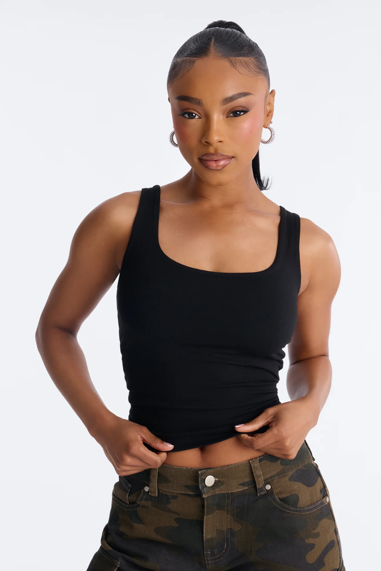 Everyday Double Lined Basic Tank Top - Black