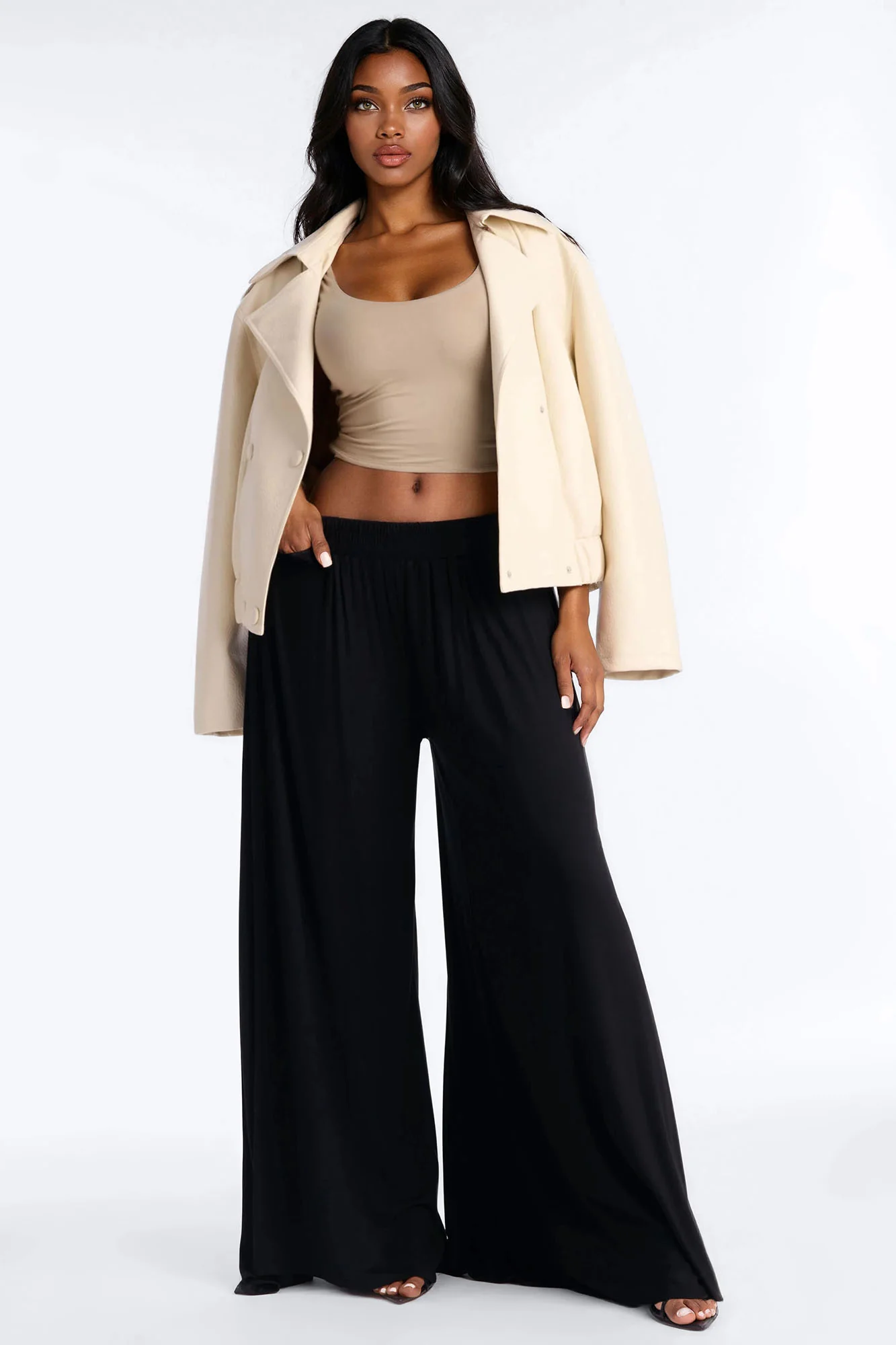 Everyday Jersey Extra Wide Leg Pant 33″ - Black