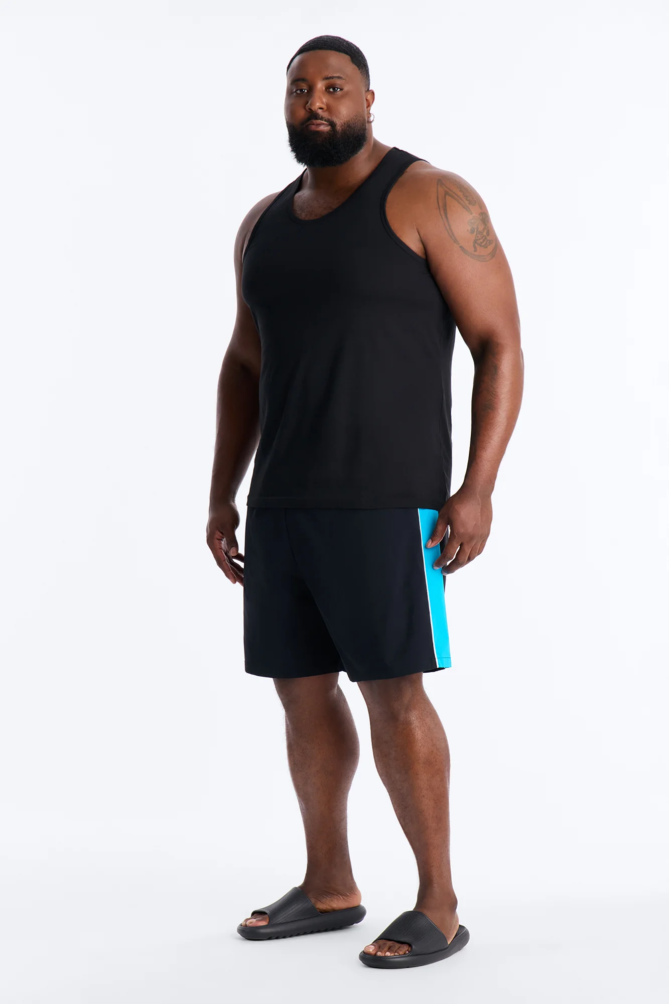 Everyday Stretch Paneled Boardshorts 9″ - Black/Blue - Image 6