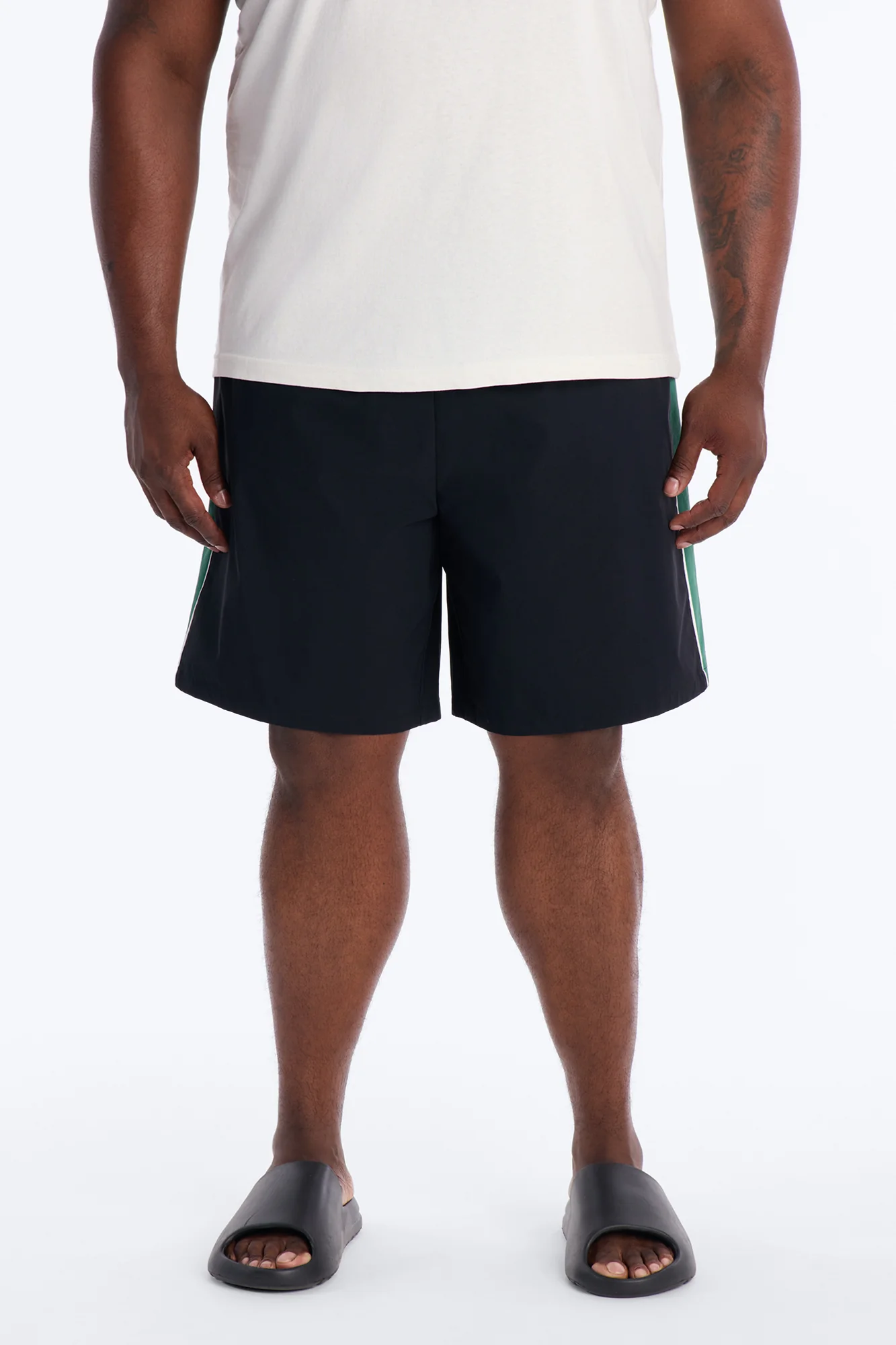 Everyday Stretch Paneled Boardshorts 9″ - Black/Green - Image 6