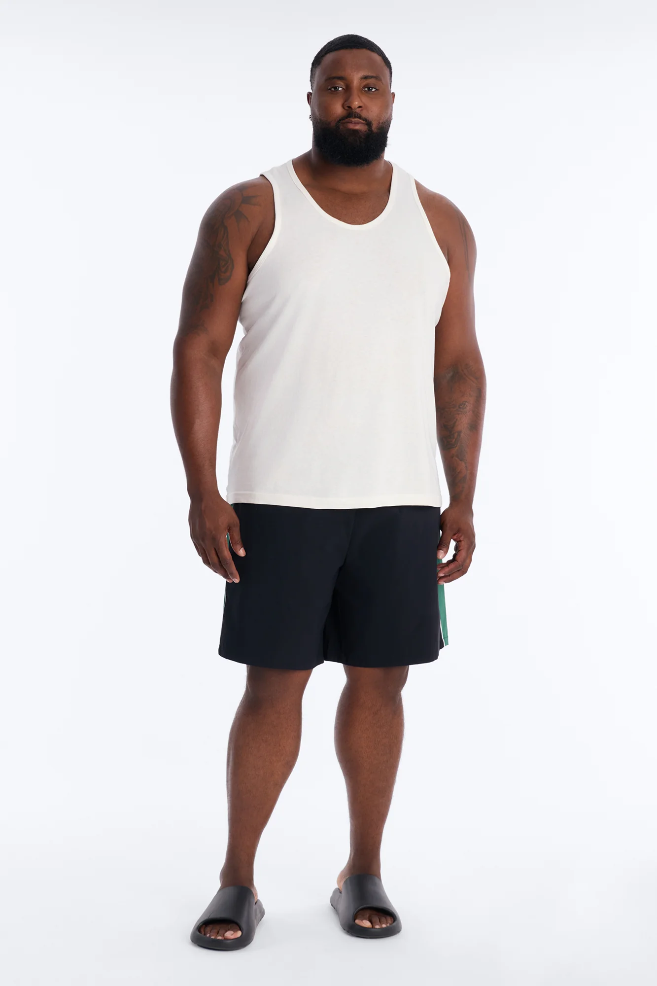Everyday Stretch Paneled Boardshorts 9″ - Black/Green - Image 7