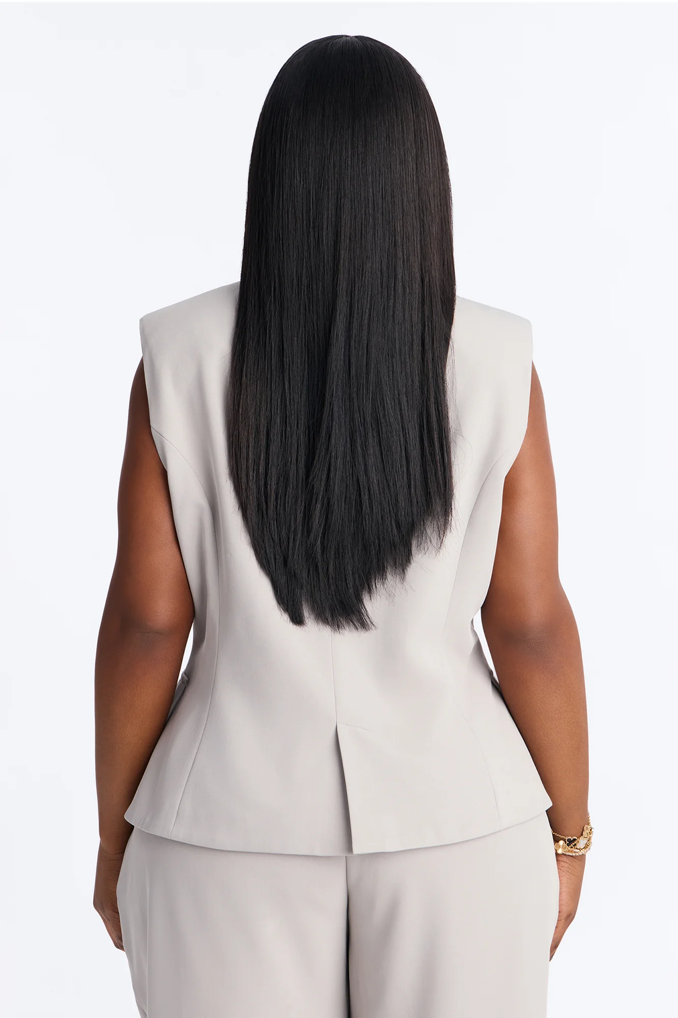 Everything in Order Double Breasted Sleeveless Fitted Blazer - Light Grey - Image 8
