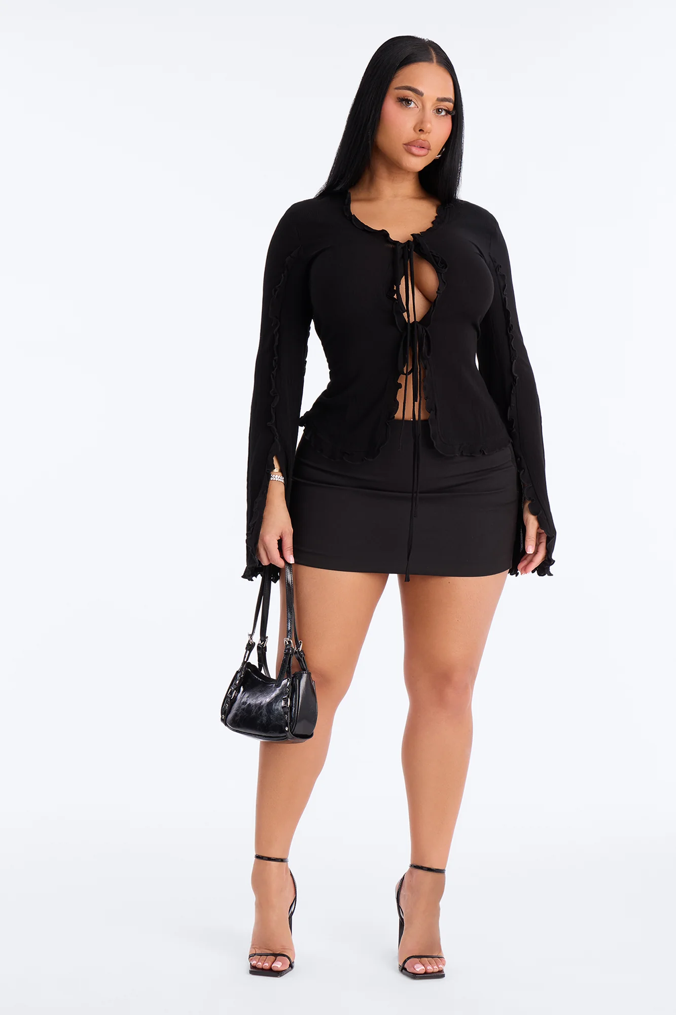 Everything Pretty Ruffle Gauze Flyaway Top - Black - Image 2