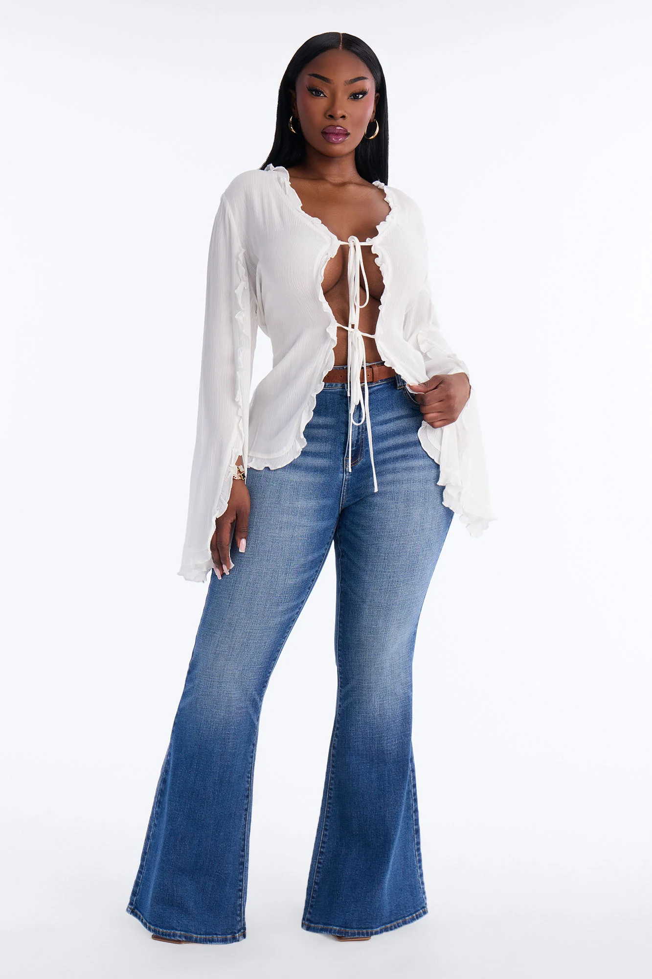 Everything Pretty Ruffle Gauze Flyaway Top - White - Image 5