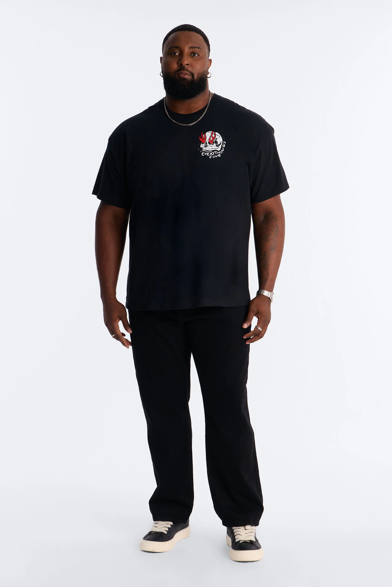 Everything's Fine Short Sleeve Tee - Black - Image 6