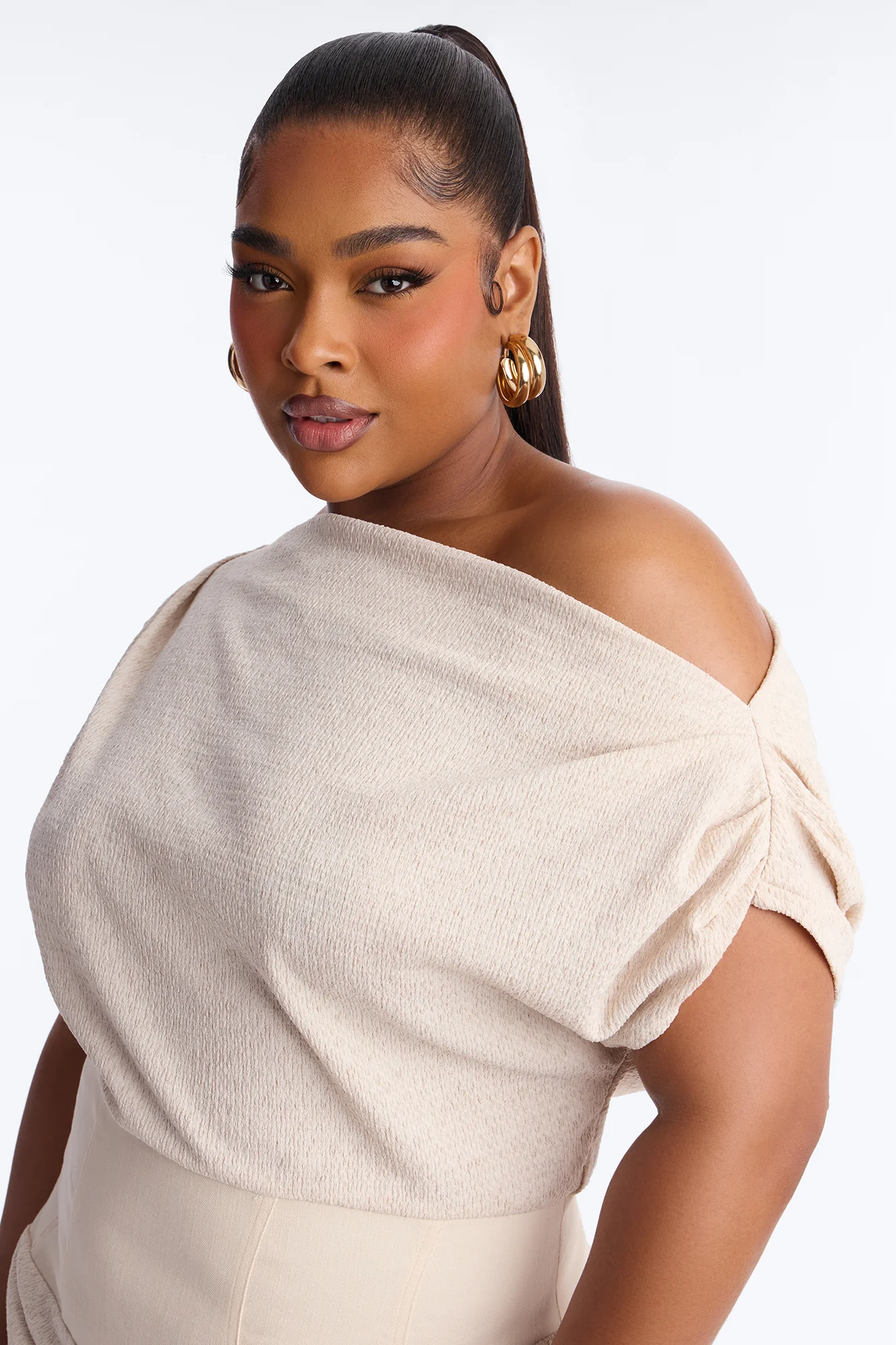 Evianna Short Sleeve Textured Mini Dress - Oatmeal - Image 7
