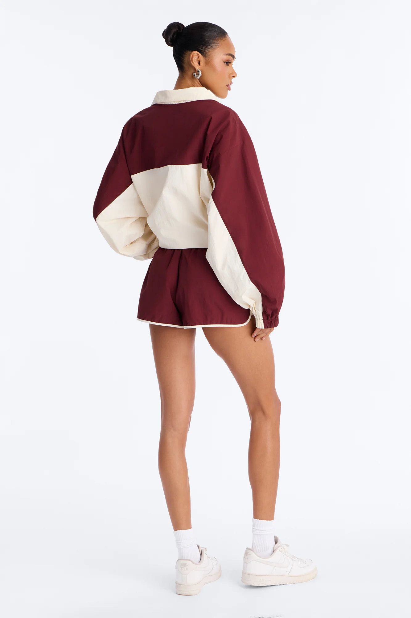 Extra Mile Color Block Windbreaker Jacket - Burgundy - Image 3