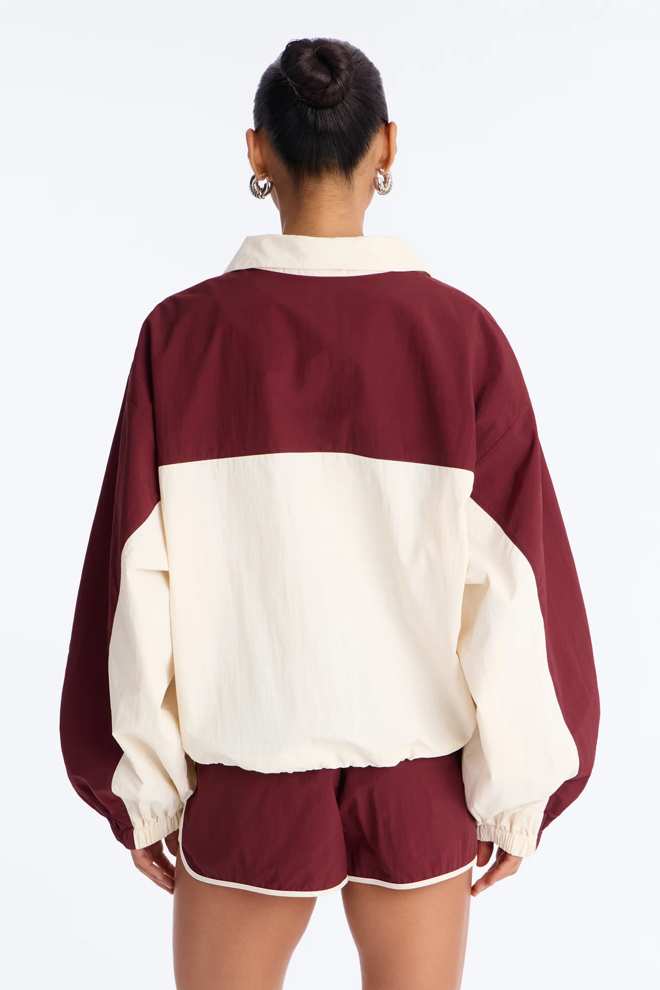 Extra Mile Color Block Windbreaker Jacket - Burgundy - Image 4