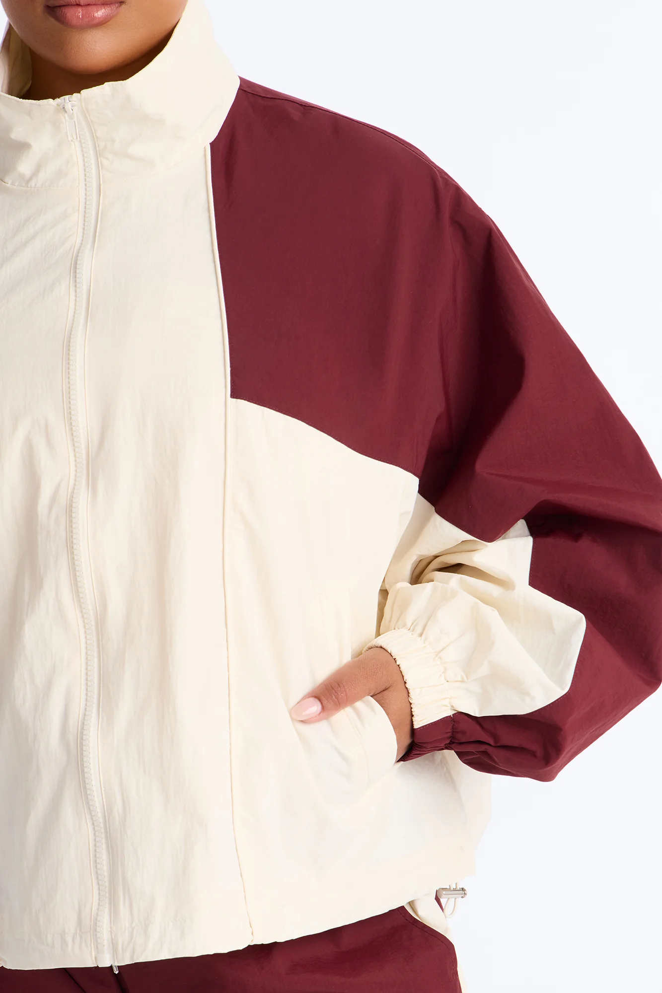 Extra Mile Color Block Windbreaker Jacket - Burgundy - Image 7