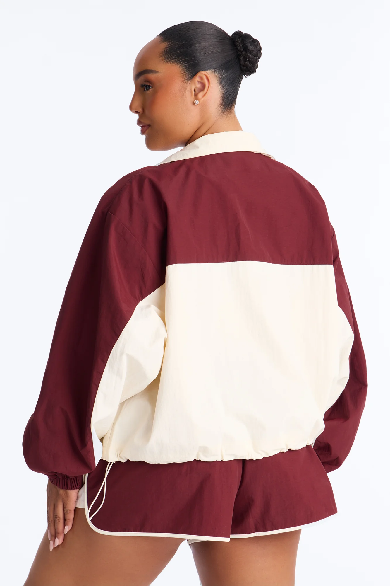 Extra Mile Color Block Windbreaker Jacket - Burgundy - Image 8