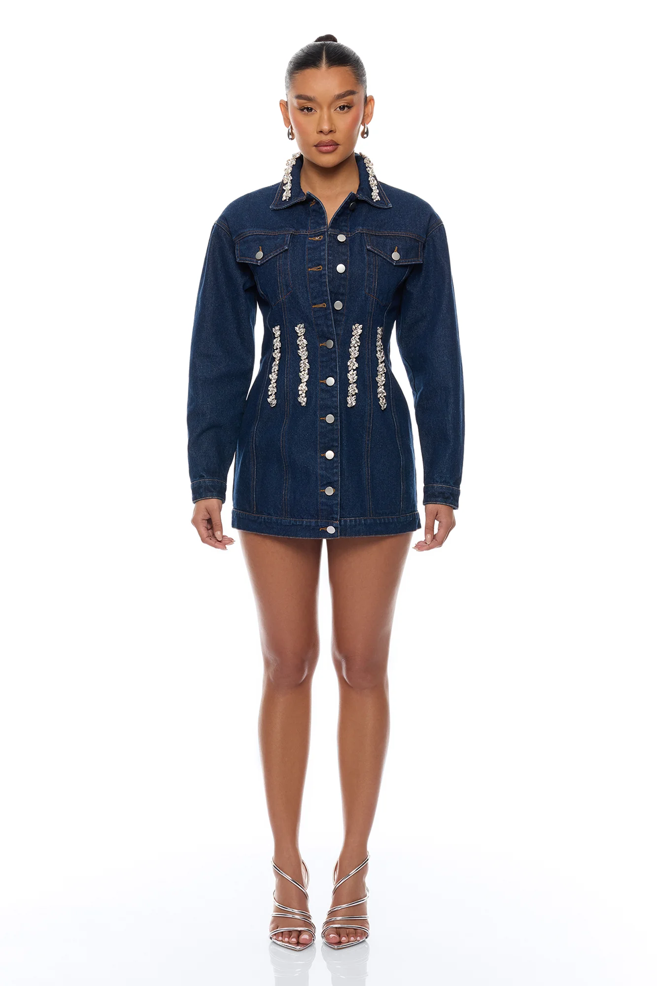 Eye Candy Denim Mini Dress - Dark Wash