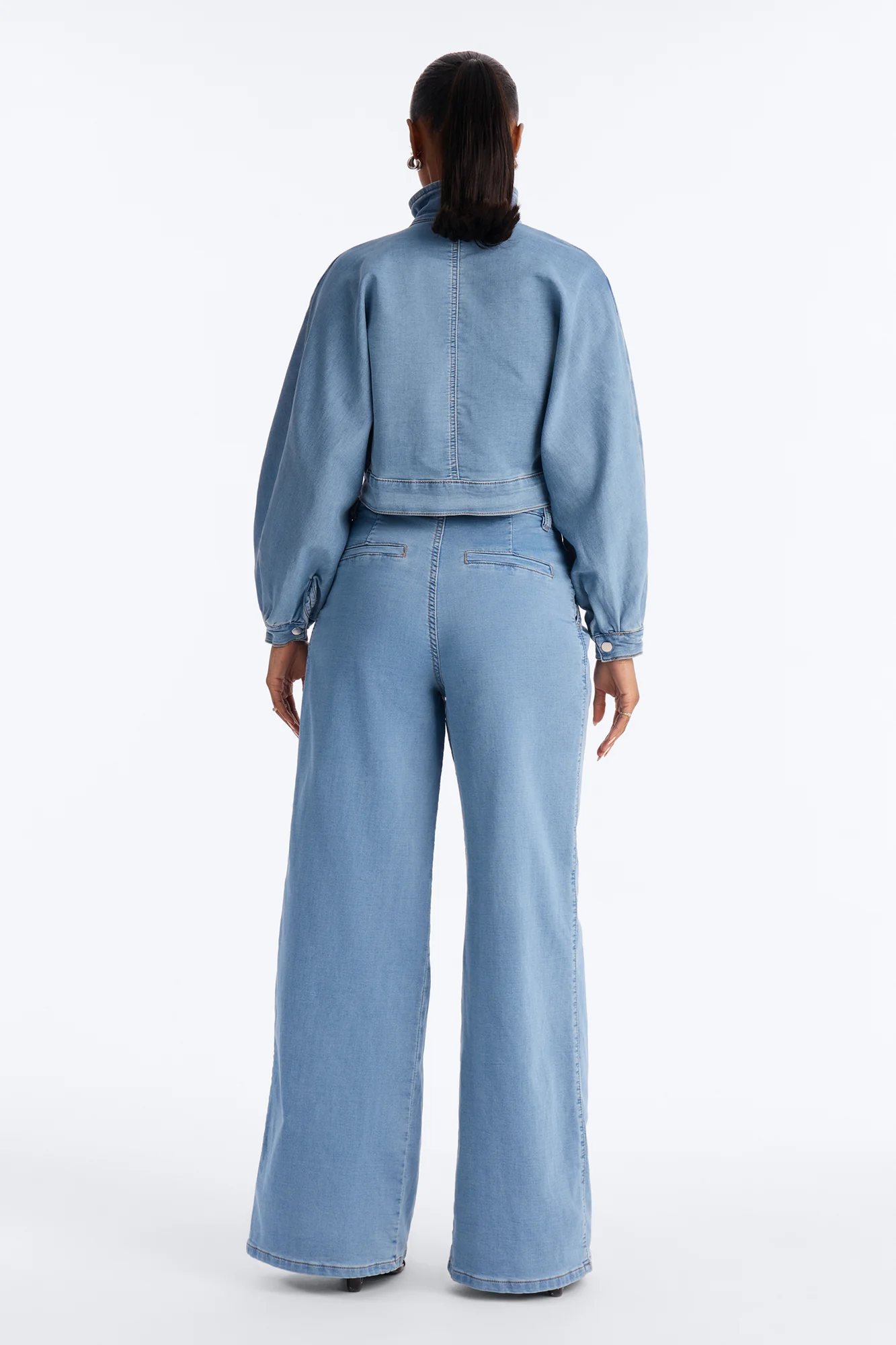Fade Into You Jacket Knit Denim Pant Set - Denim - Image 3