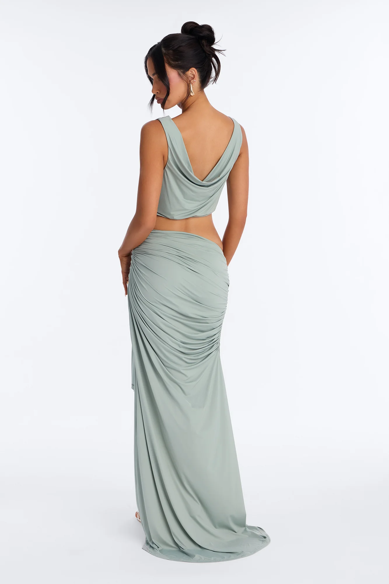 Fairytale Cowl Neck Maxi Skirt Set - Sage - Image 4