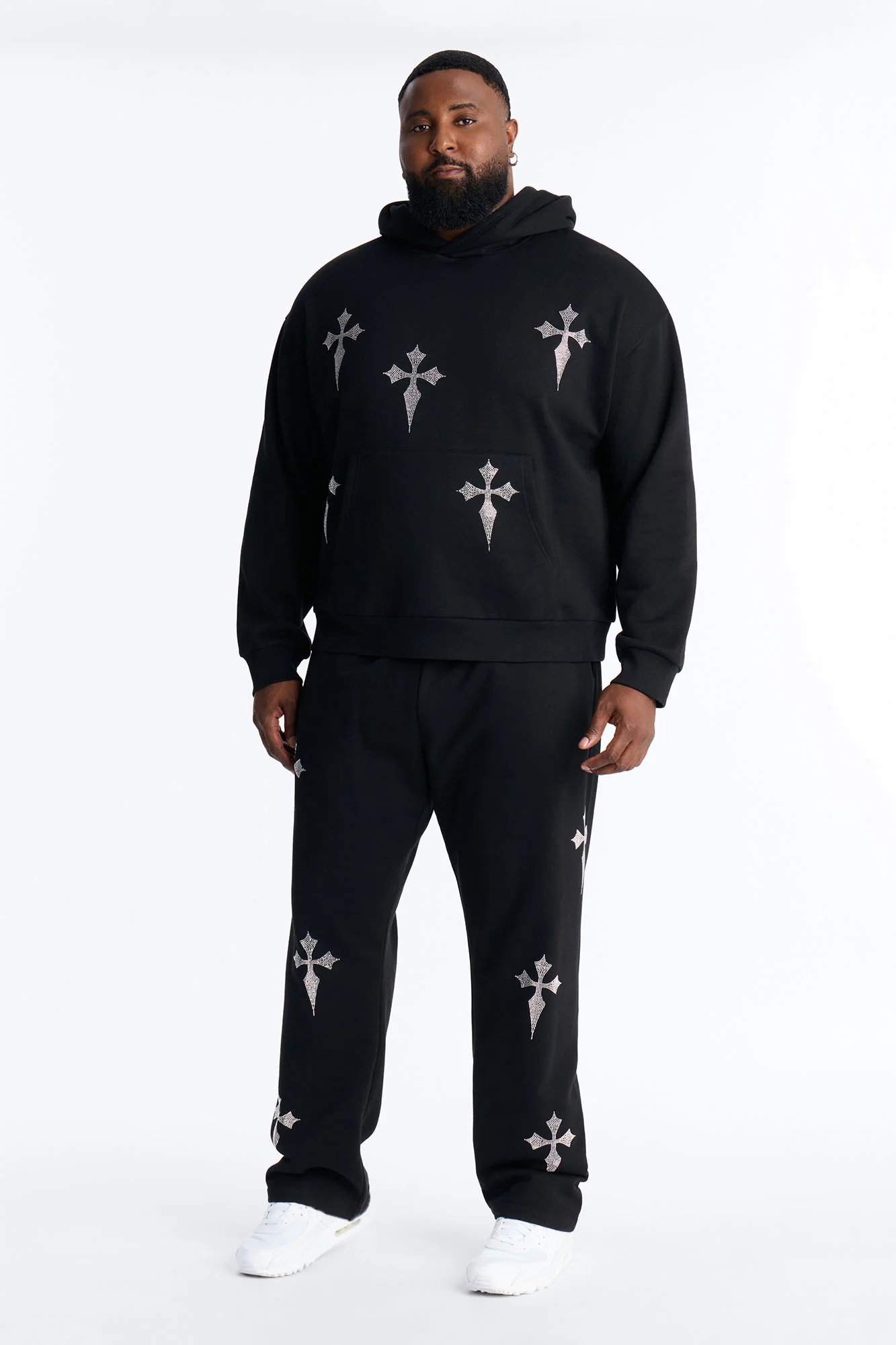 Faith By The Cross Rhinestones Sweatpants - Black - Image 8