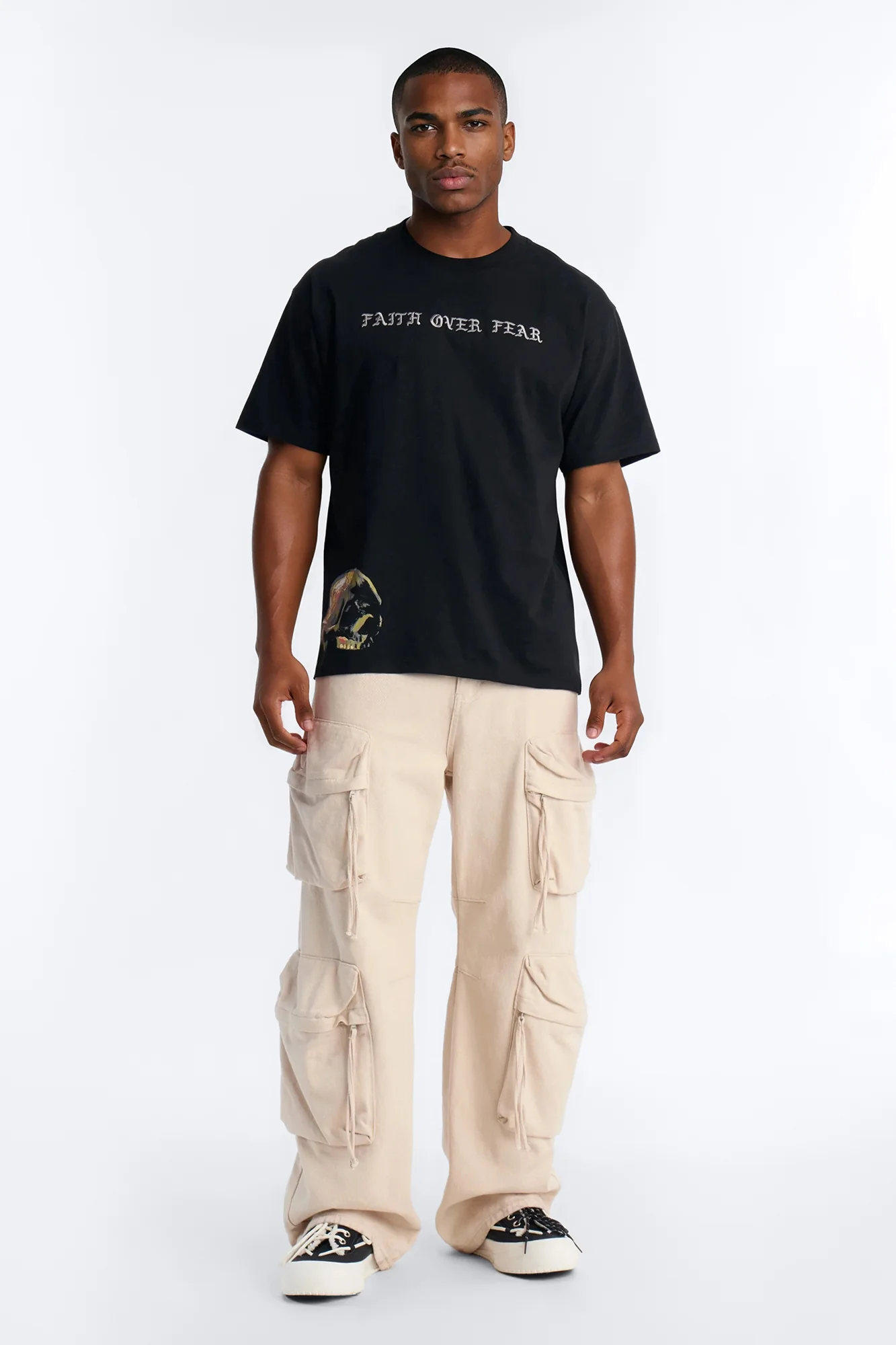 Faith Over Fear Eternally Oversized Short Sleeve Tee - Black - Image 2