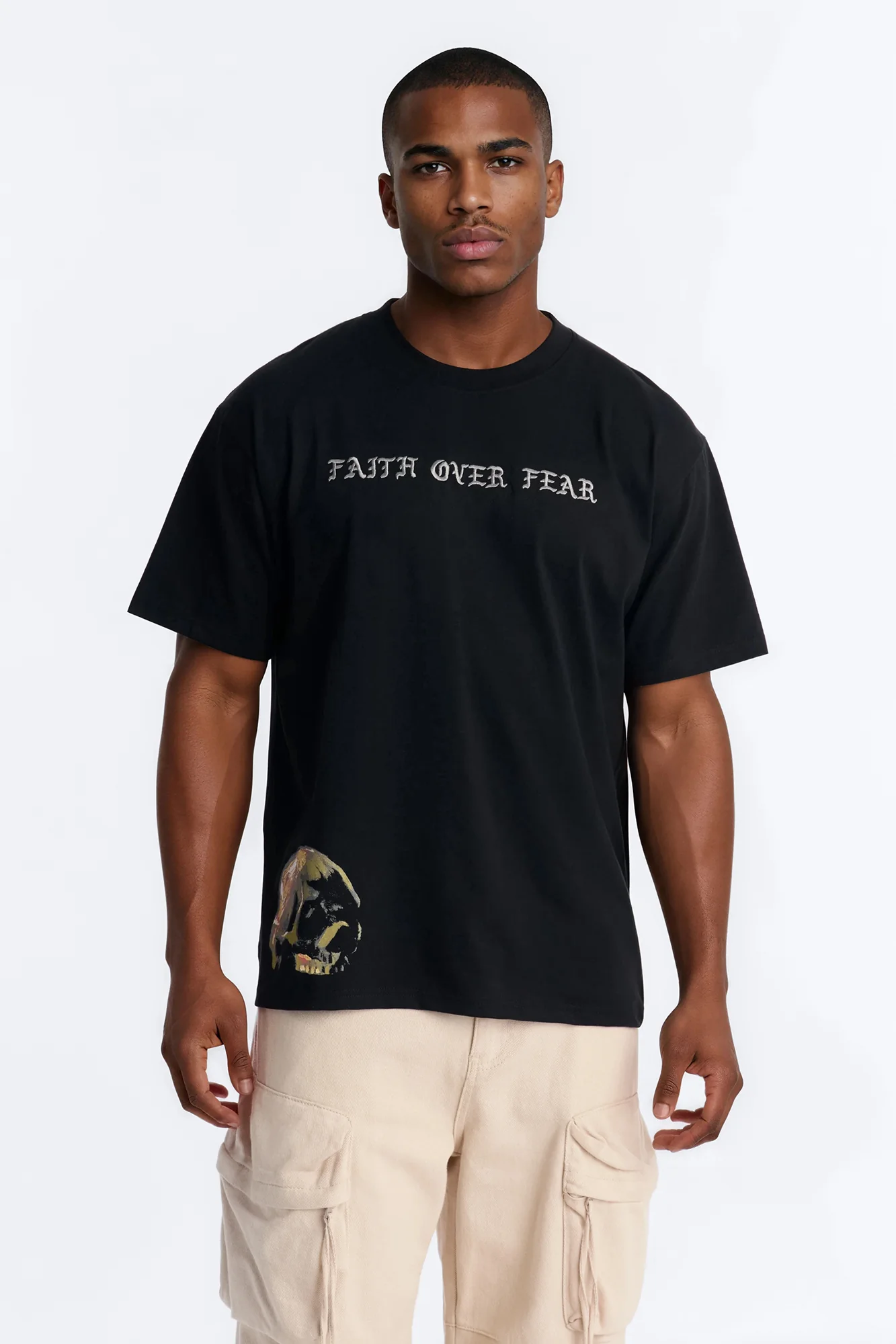 Faith Over Fear Eternally Oversized Short Sleeve Tee - Black - Image 3