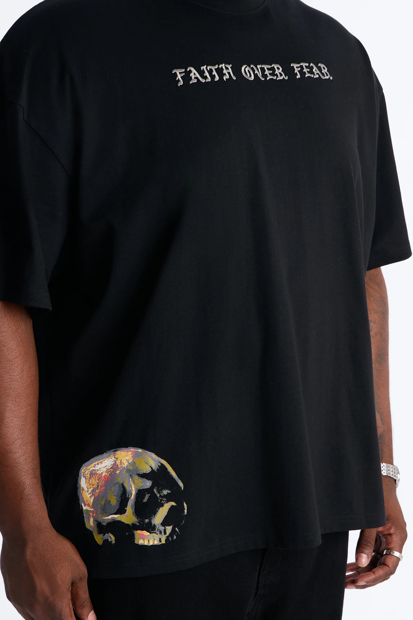Faith Over Fear Eternally Oversized Short Sleeve Tee - Black - Image 7