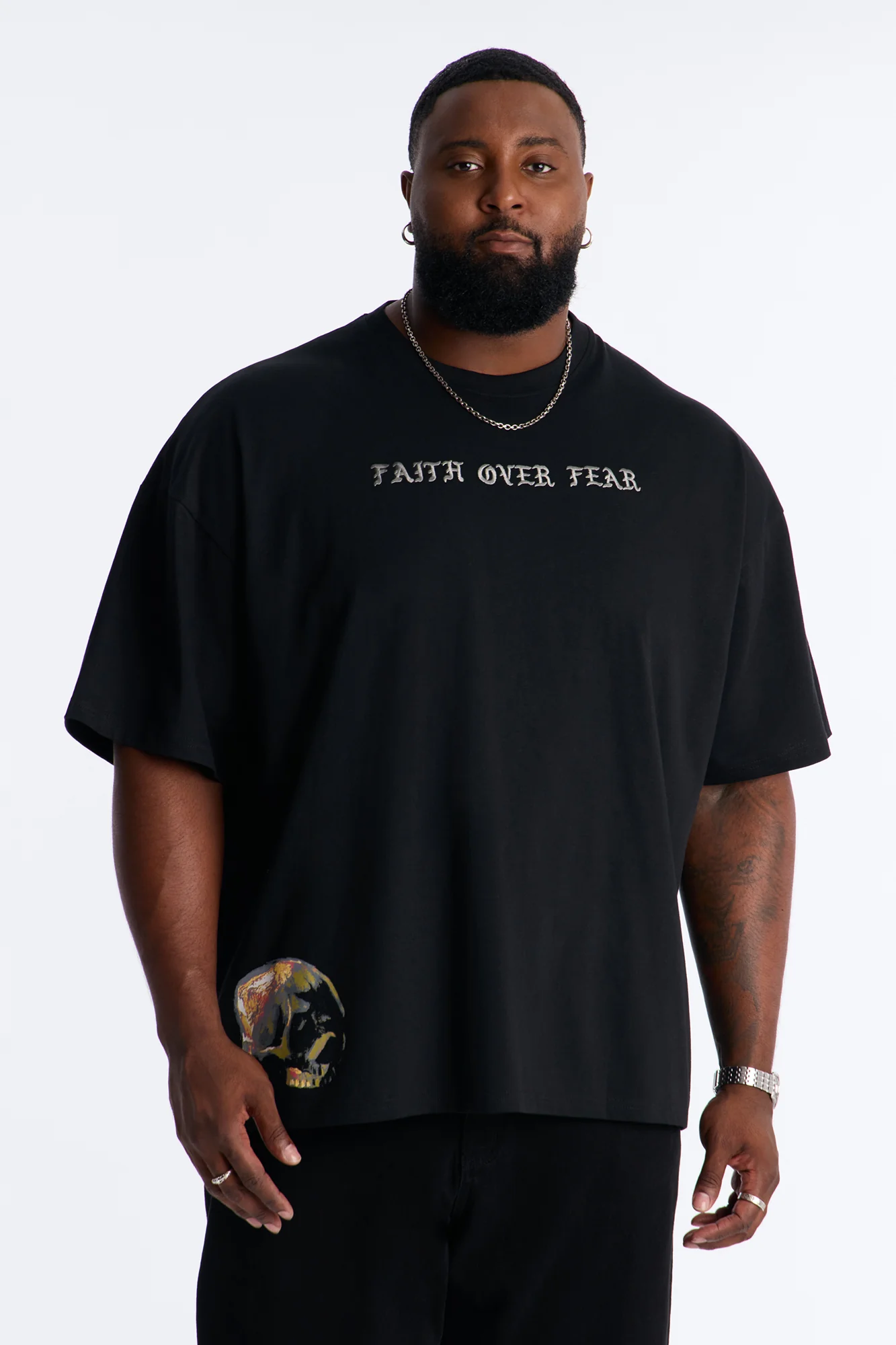 Faith Over Fear Eternally Oversized Short Sleeve Tee - Black - Image 8