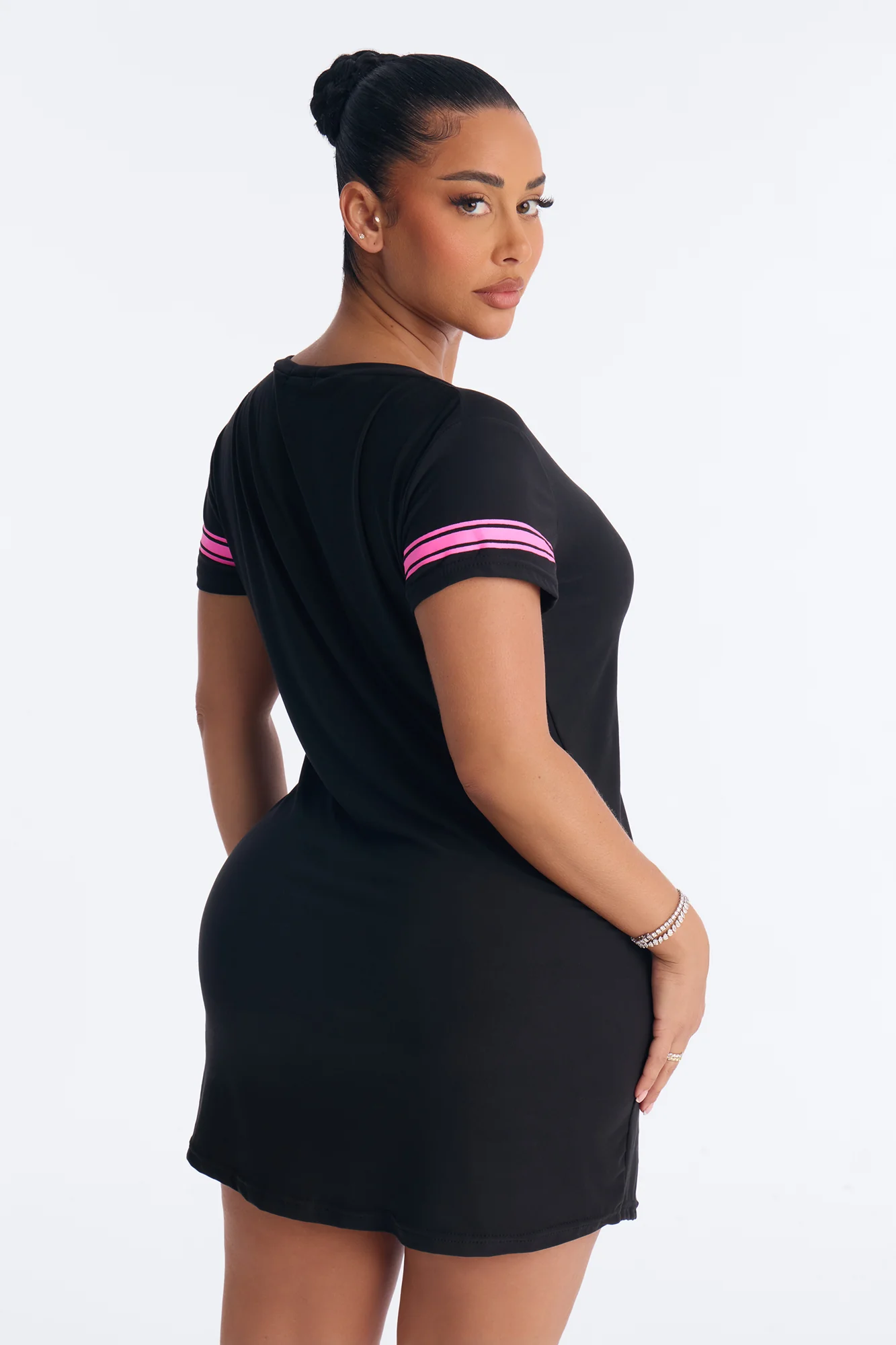 Faith Over Fear Short Sleeve PJ Sleep Shirt - Black/Pink - Image 3