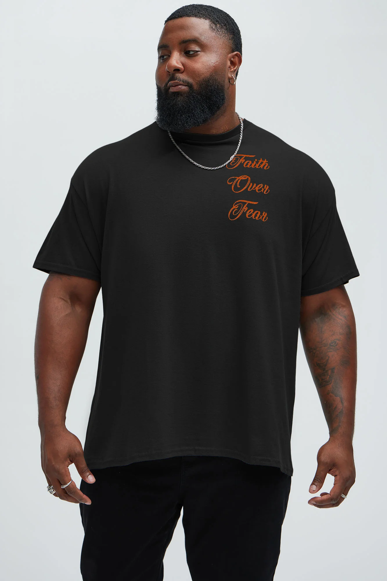 Faith Over Fear Short Sleeve Tee - Black - Image 5