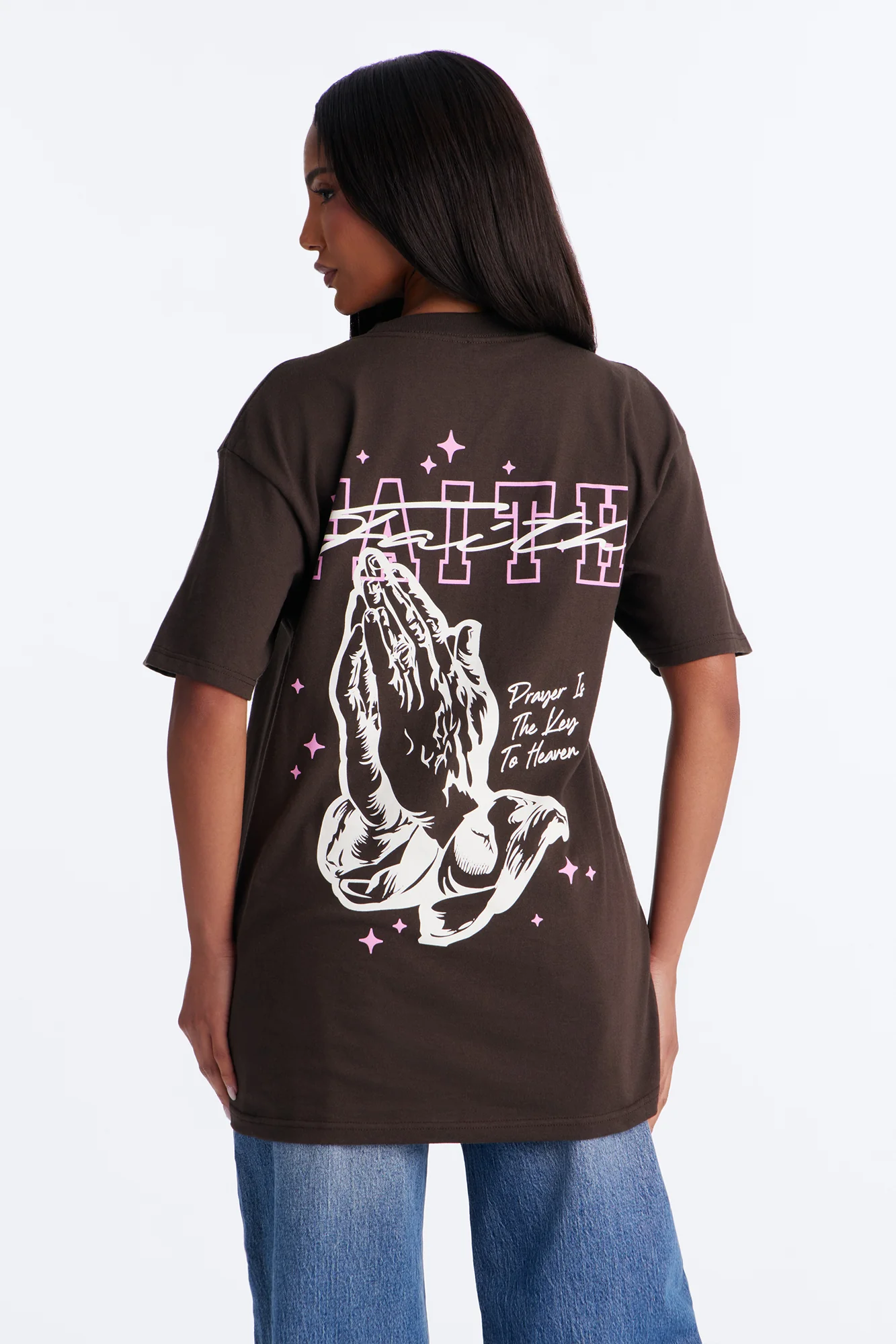 Faith Praying Hands Tee - Brown - Image 4