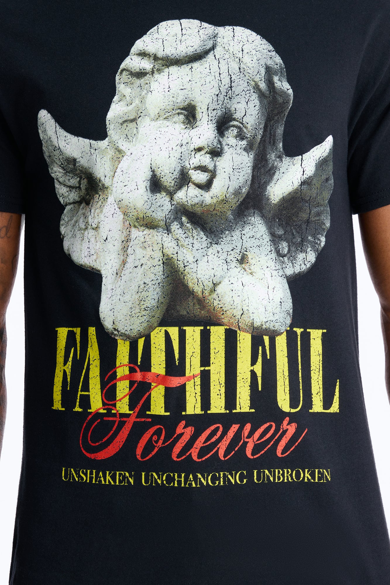 Faithful Forever Angel Short Sleeve Tee - Black - Image 3