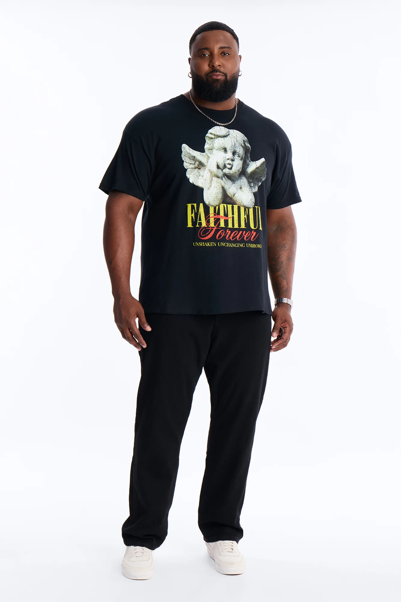 Faithful Forever Angel Short Sleeve Tee - Black - Image 5
