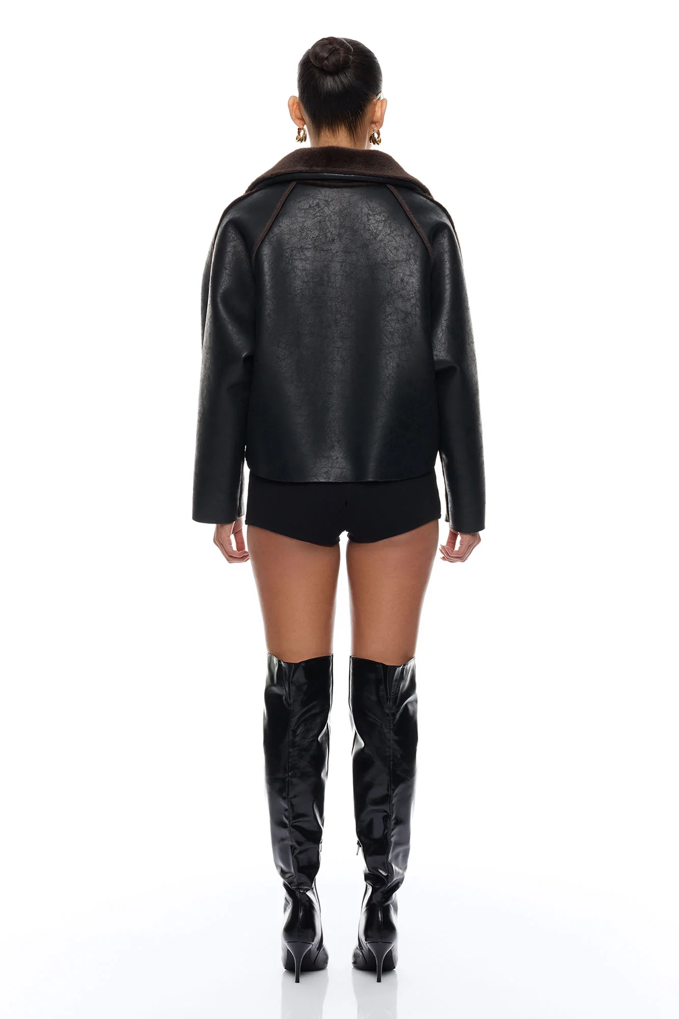 Fallon Reversible Faux Leather Jacket - Black/Brown - Image 7