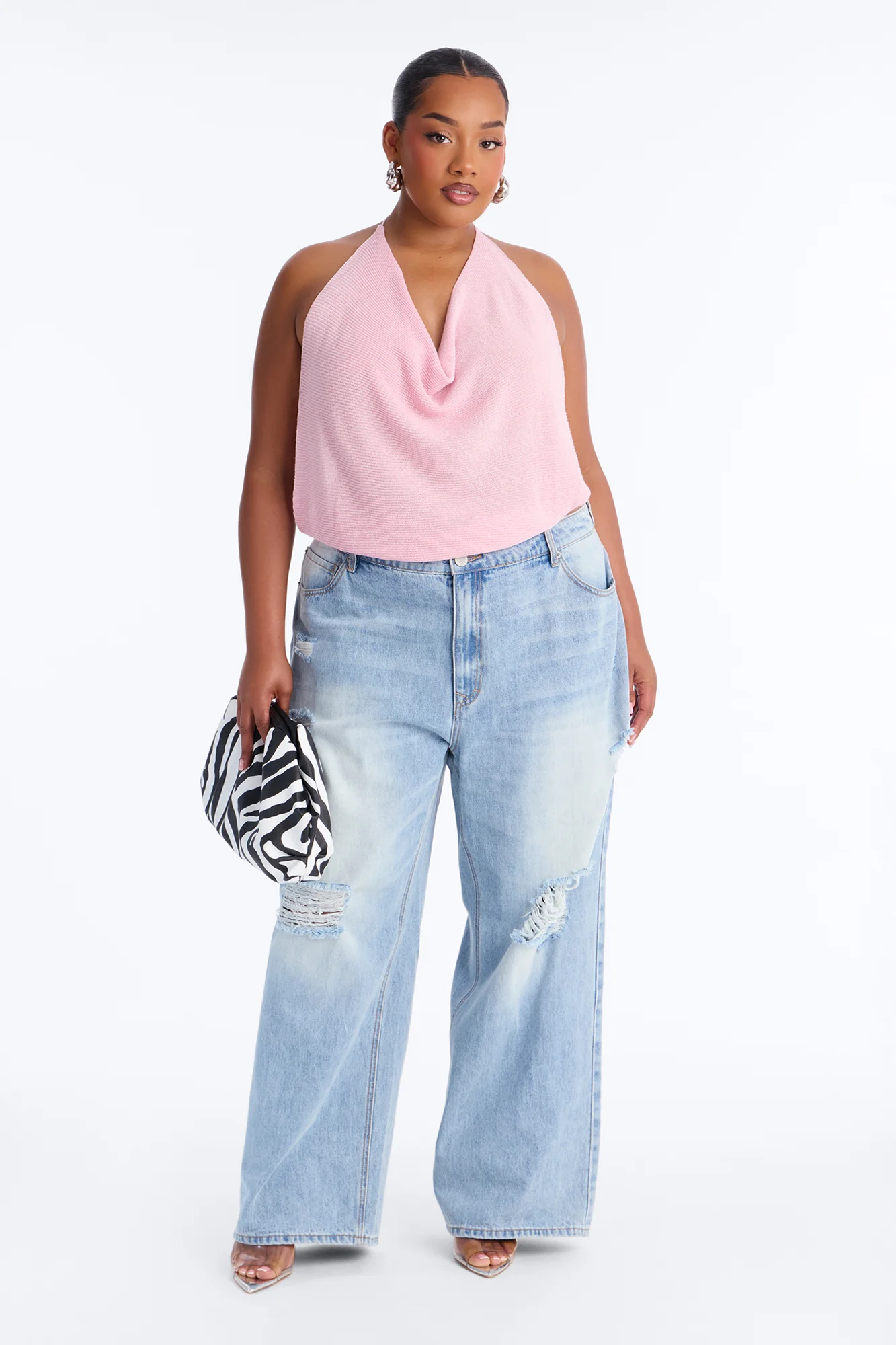 Fantasy Girl Shimmer Sweater Halter Top - Pink - Image 6