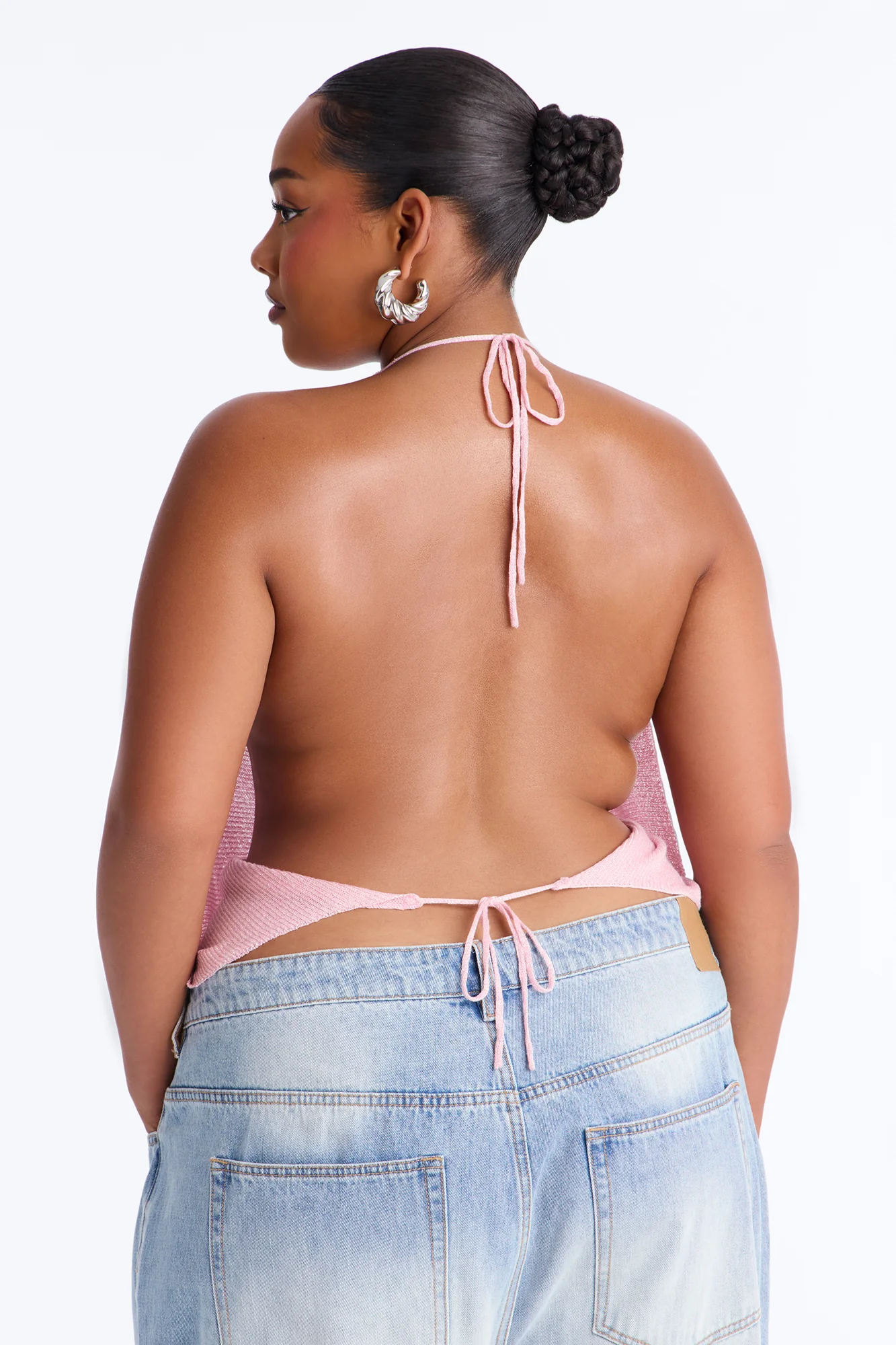 Fantasy Girl Shimmer Sweater Halter Top - Pink - Image 8
