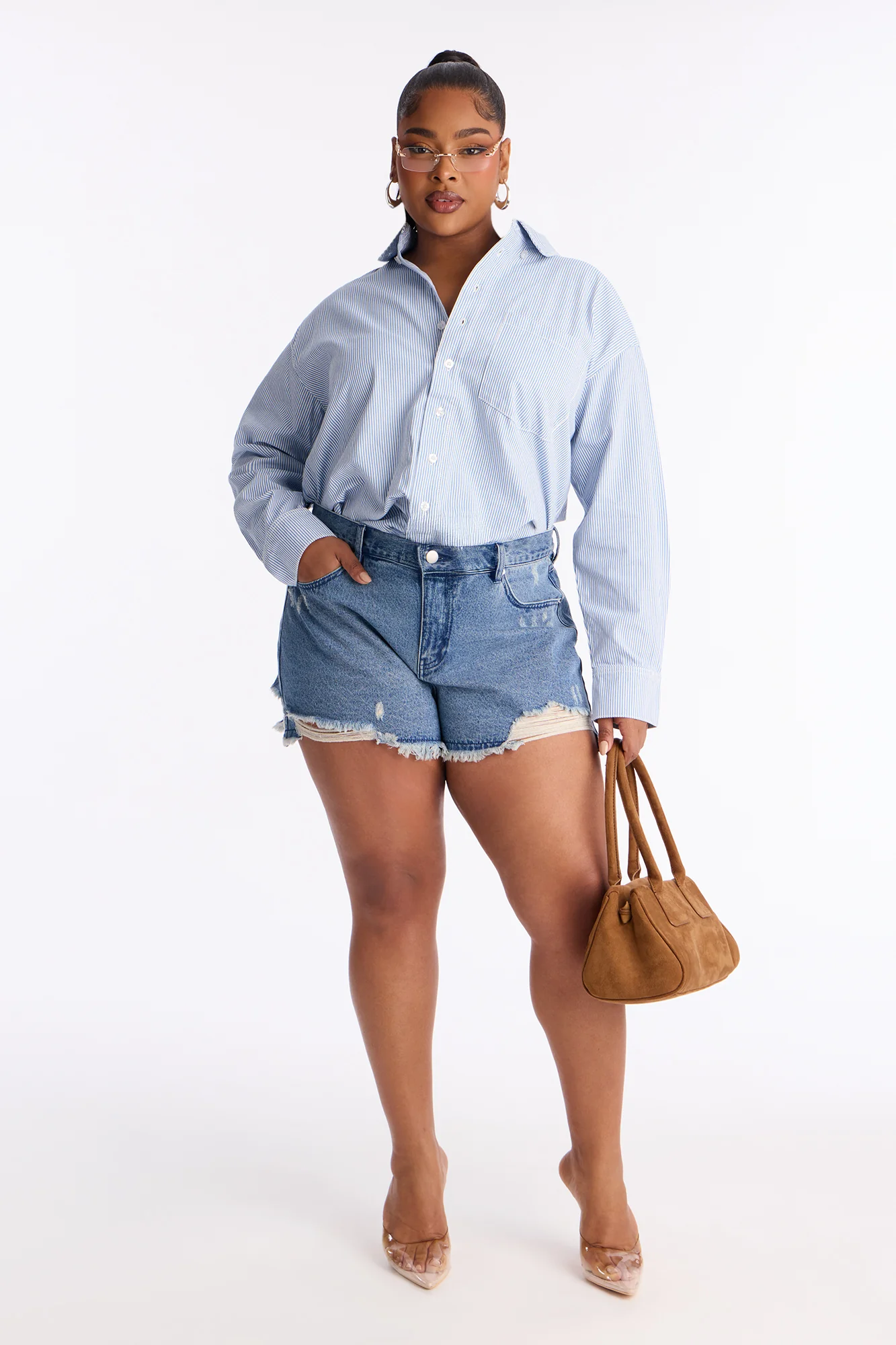Farmers Market Cutie Striped Romper - Blue - Image 6