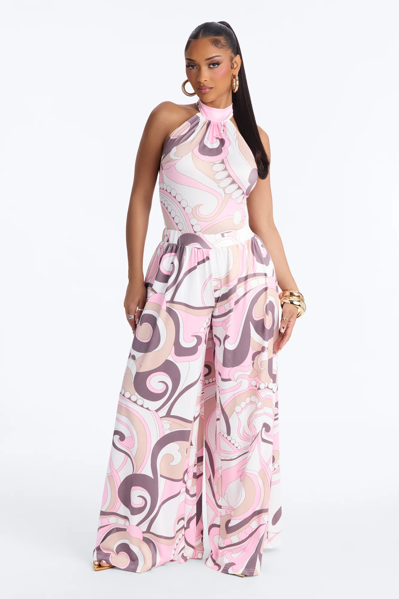 Farrah Bodysuit Pant Set - Pink/combo