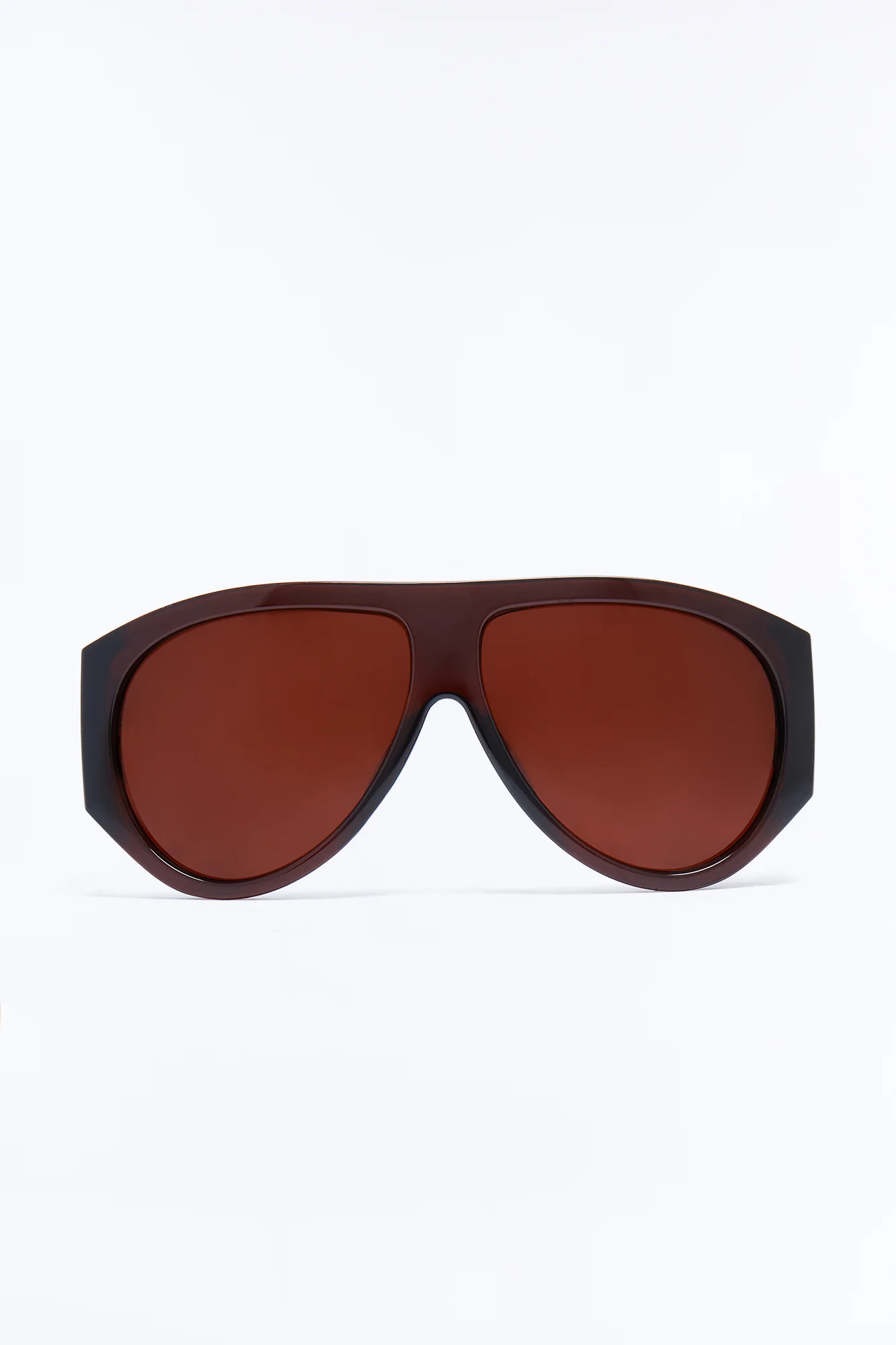 Fashion Forward Shield Sunglasses - Brown