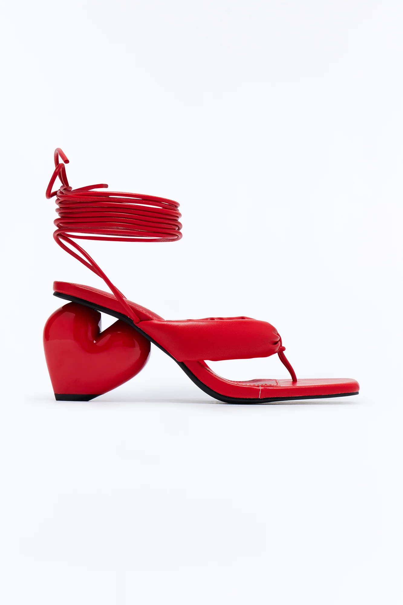 Fate Novelty Heart Wrap Up Thong Heels - Red