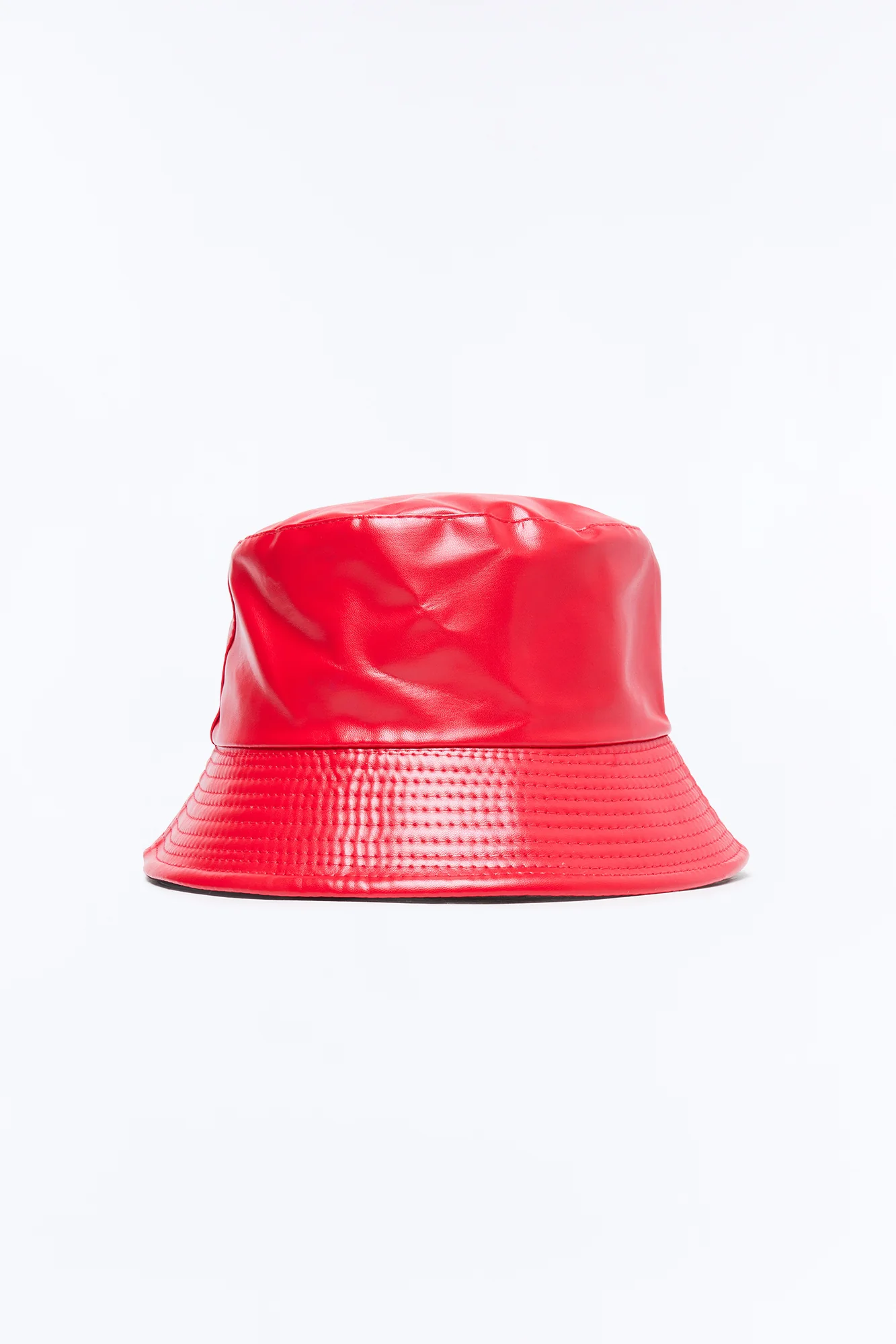 Faux Leather Bucket Hat - Red - Image 3