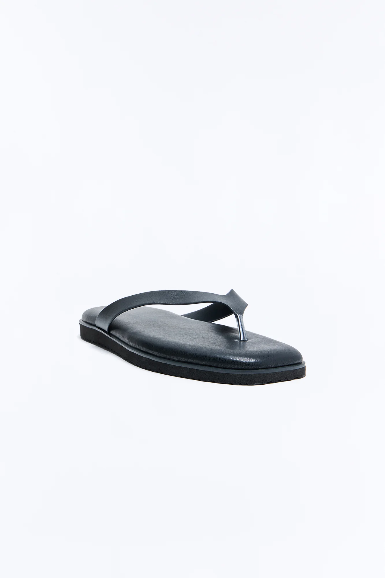 Faux Leather Flip Flop Sandal - Black - Image 2