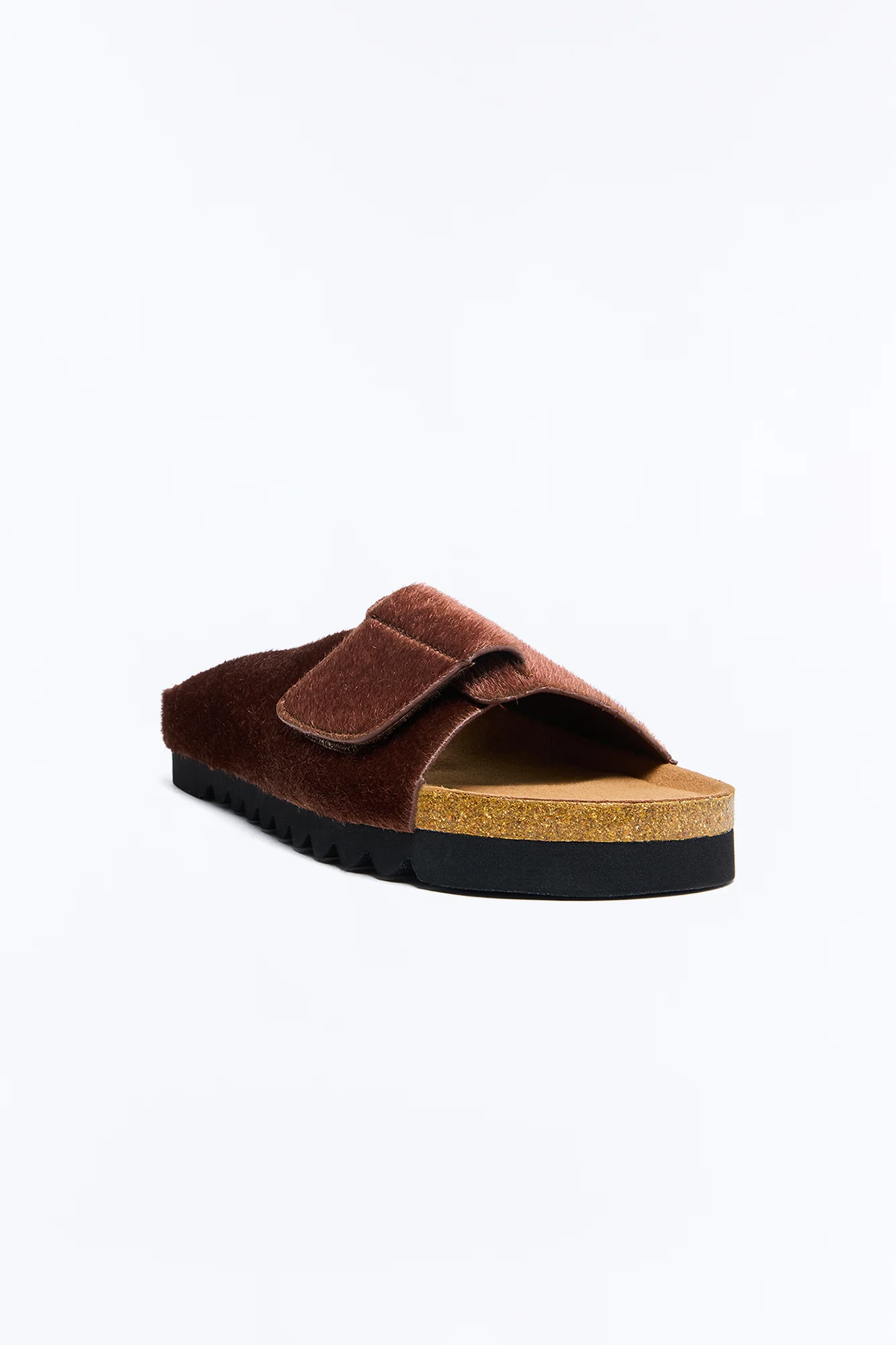 Faux Pony Hair Chunky Ridge Slide - Brown - Image 2