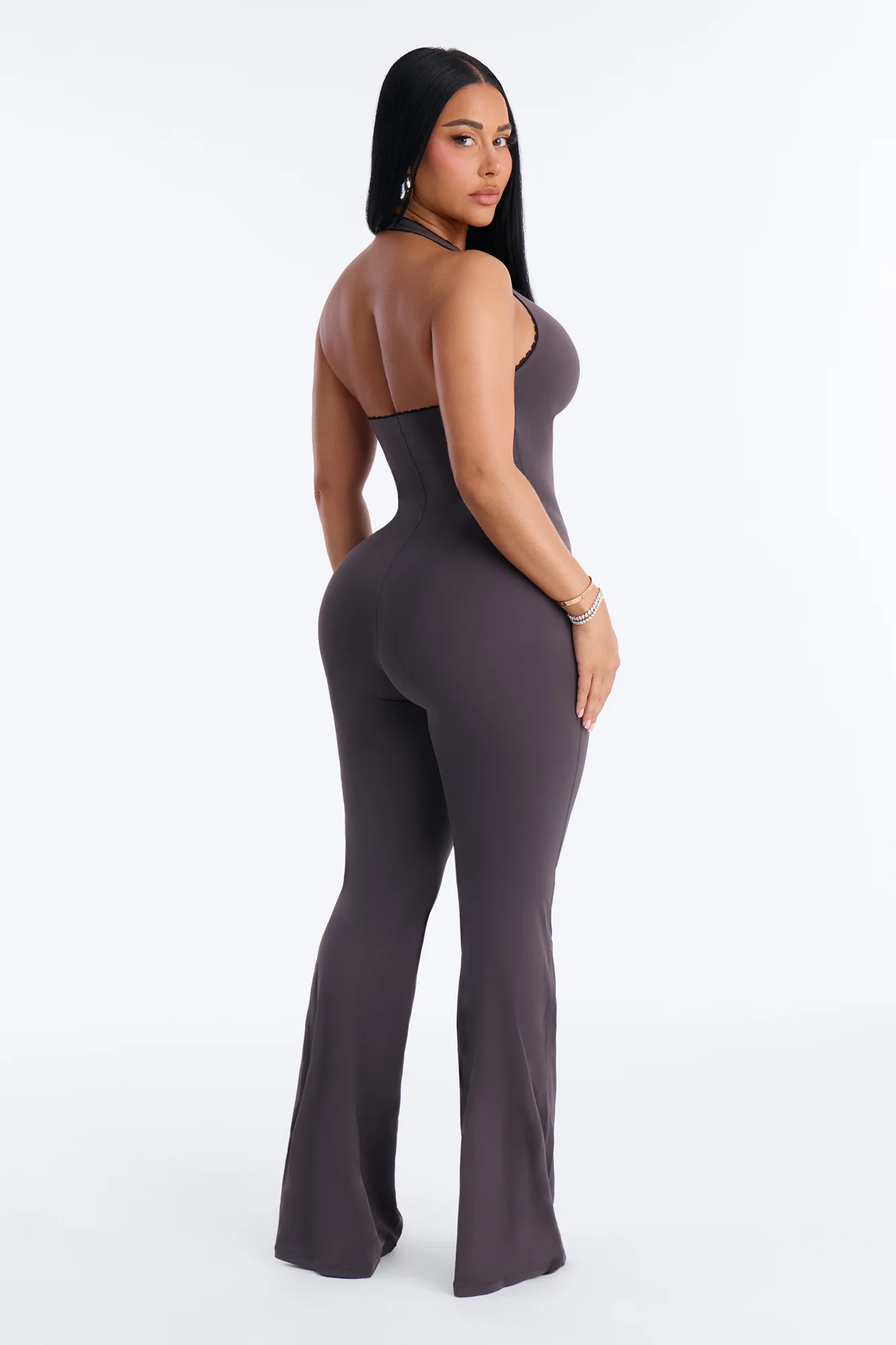 Faven Flare Leg Jumpsuit - Charcoal - Image 4